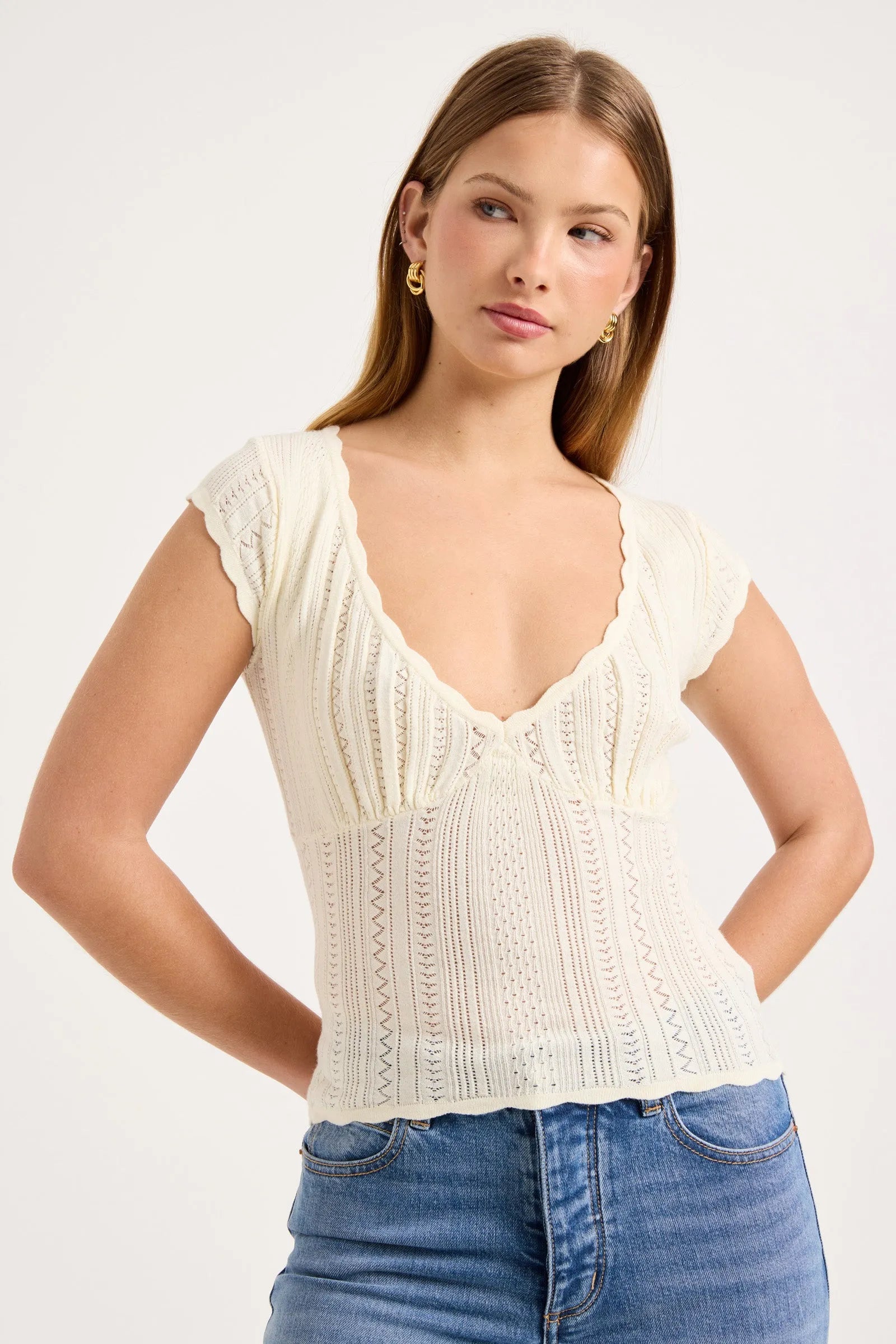 Iris Knit Top - Vintage White