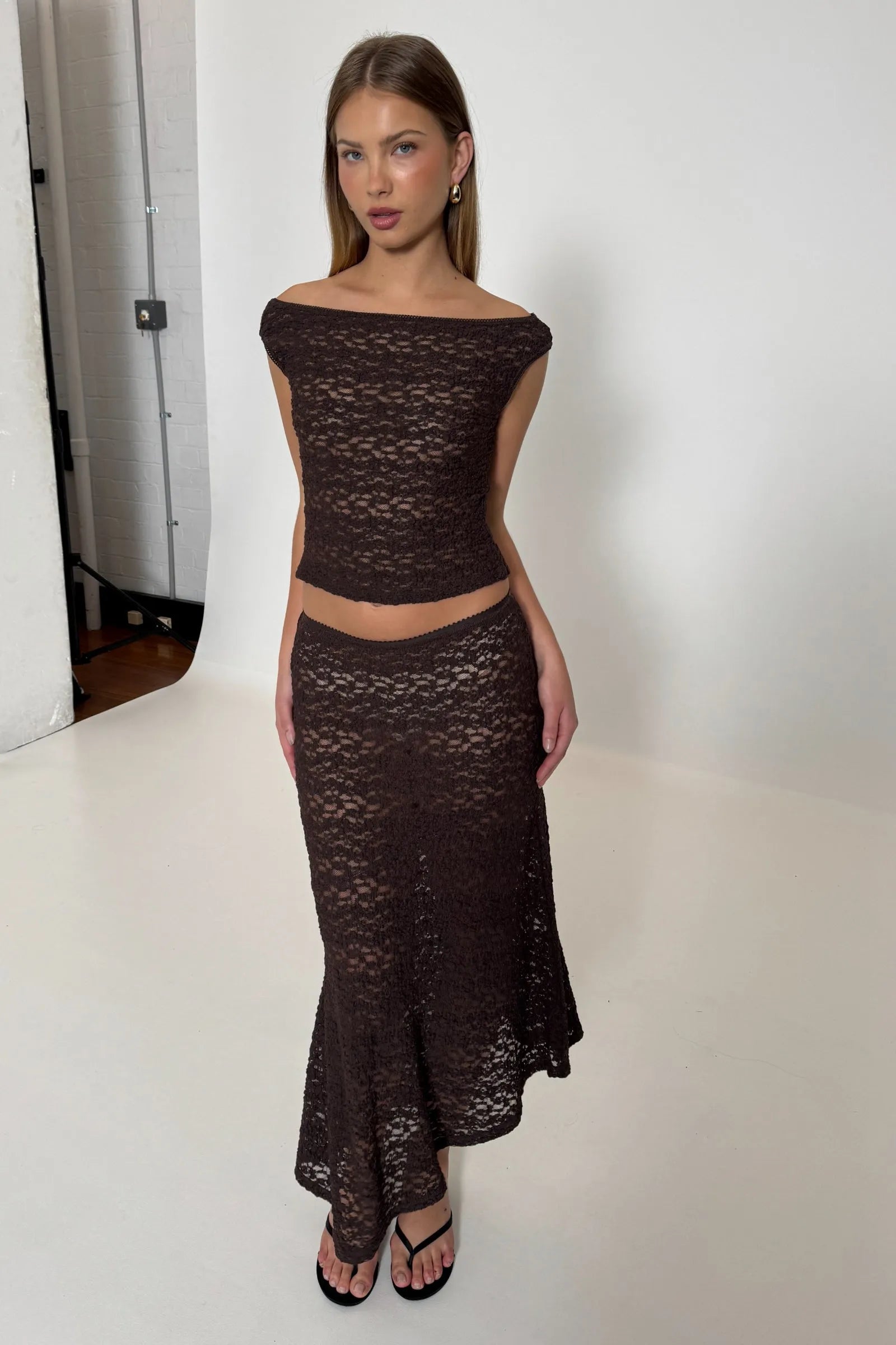 Rosalie Lace Skirt - Chocolate