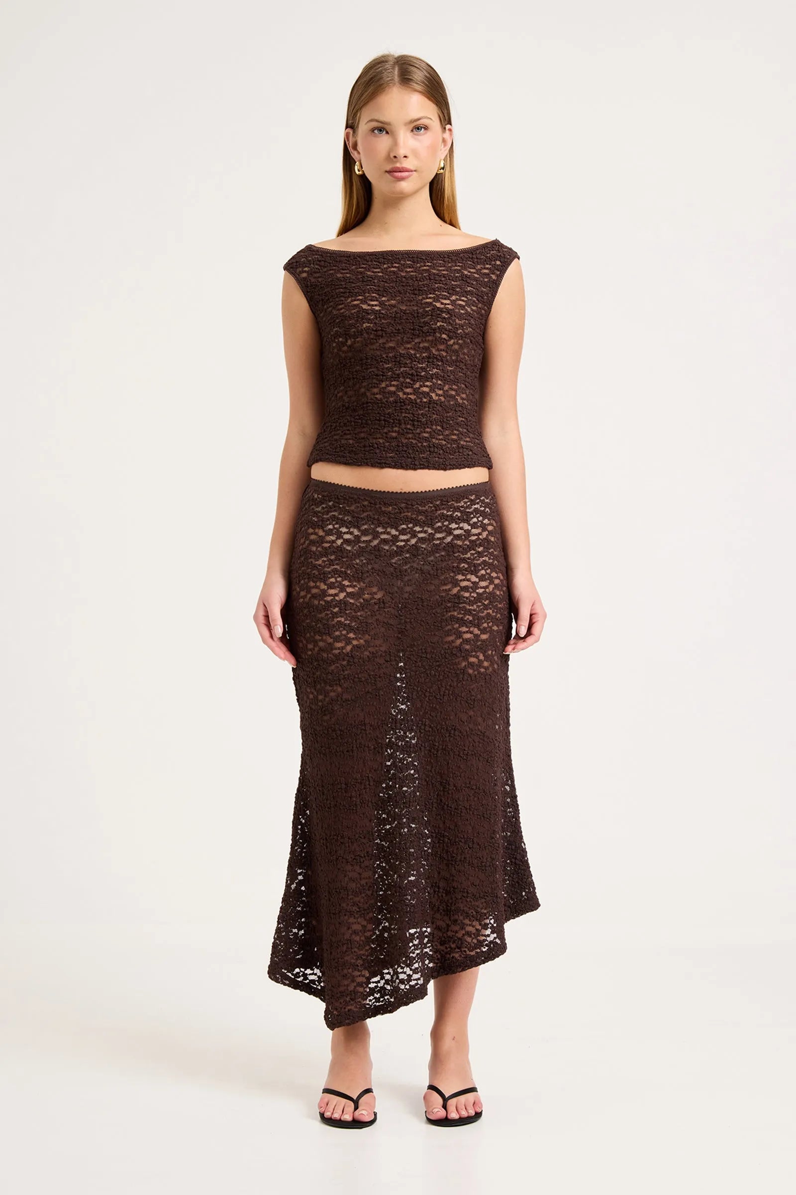 Rosalie Lace Skirt - Chocolate