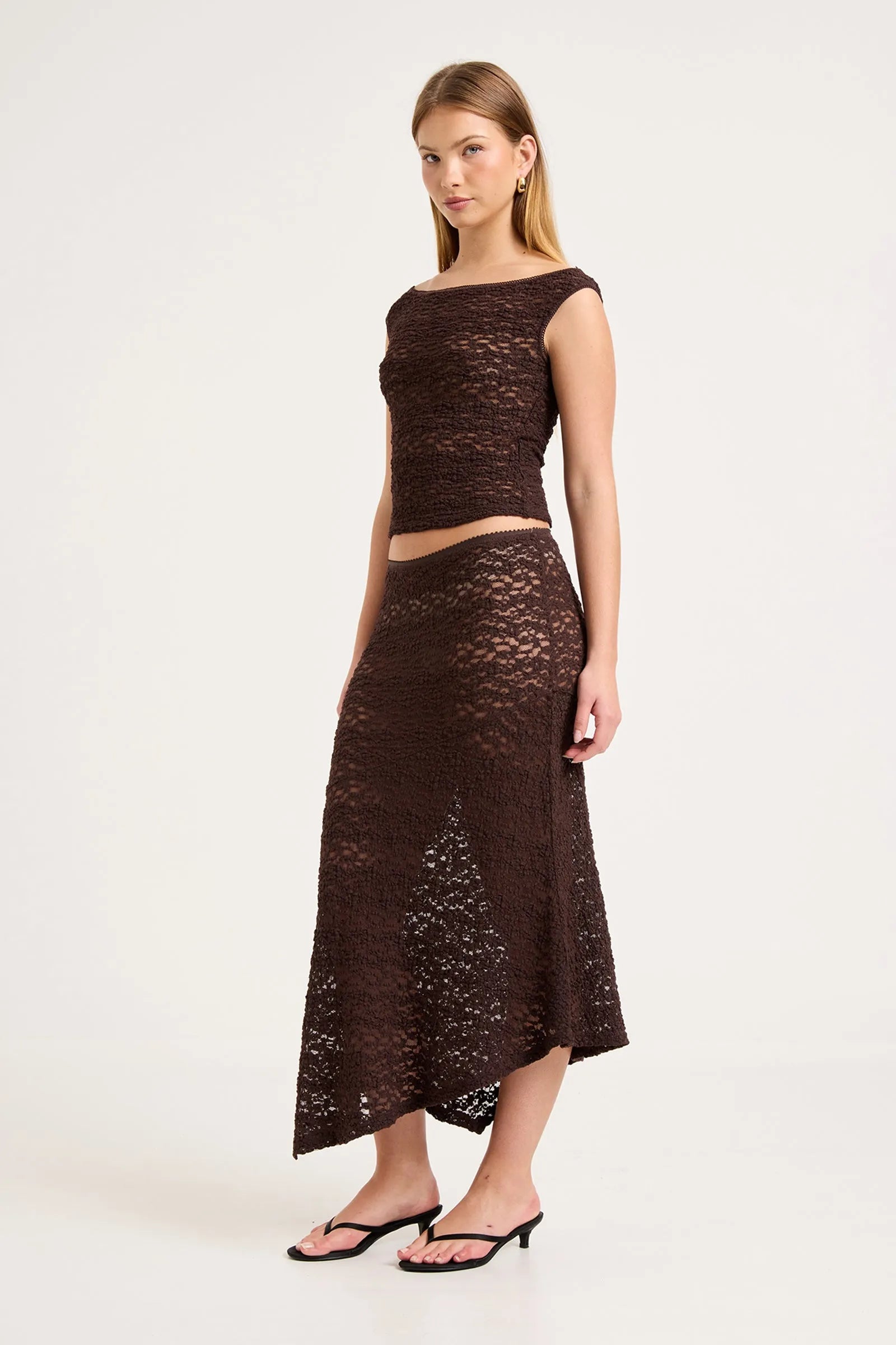 Rosalie Lace Skirt - Chocolate