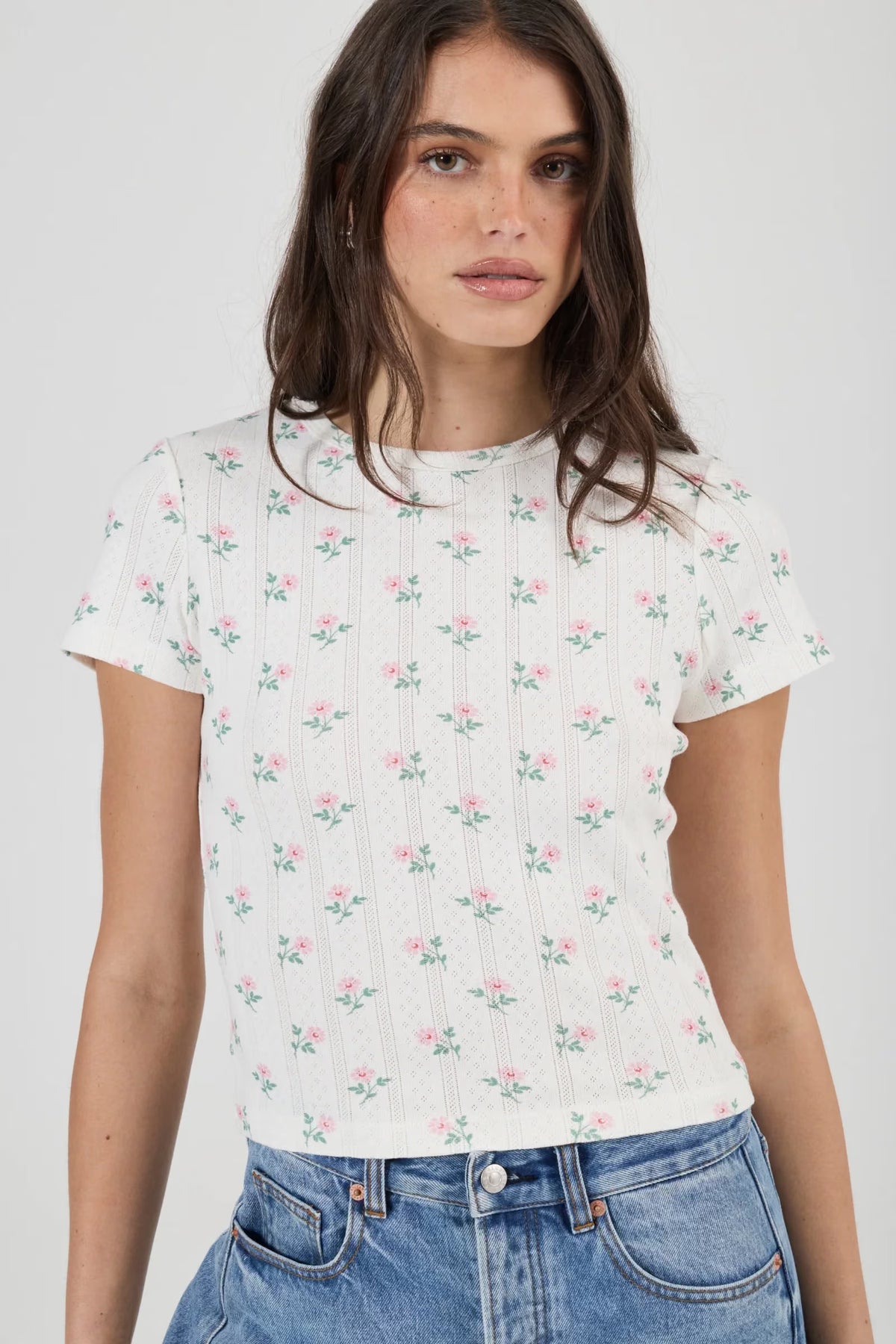 Pointelle Classic Tee - Posey