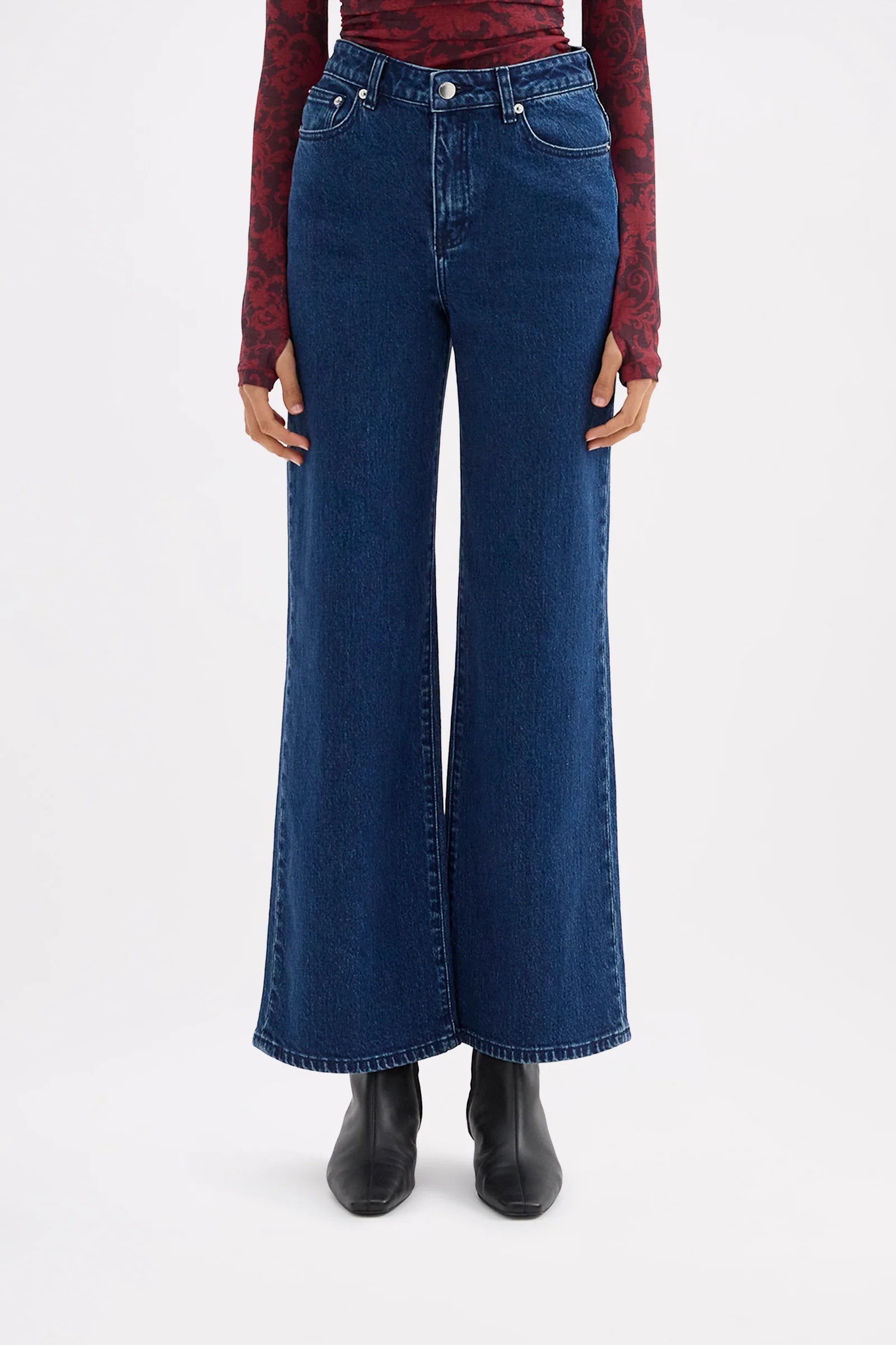 Organic Stretch Wide Leg Jean - Lake Blue