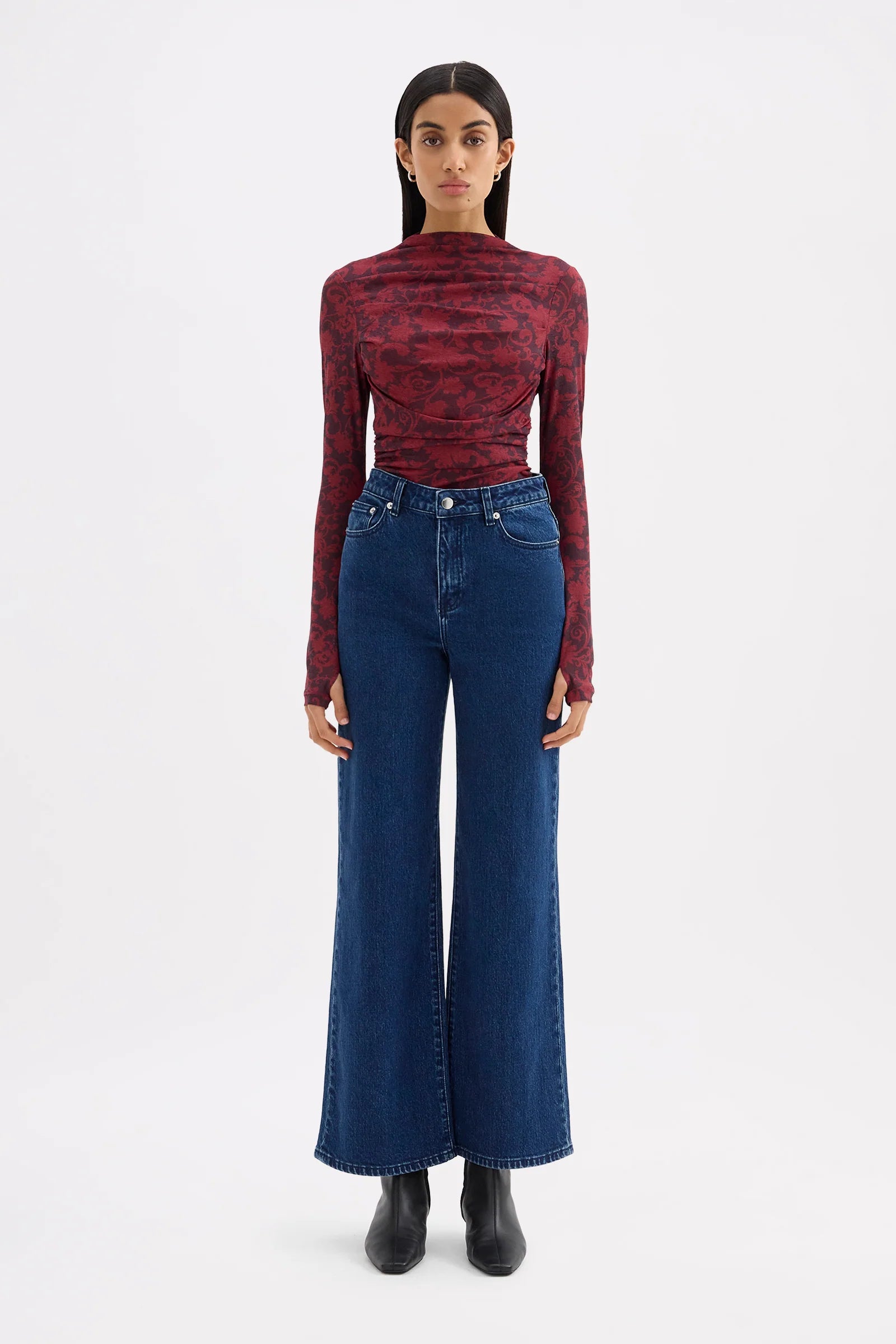Organic Stretch Wide Leg Jean - Lake Blue