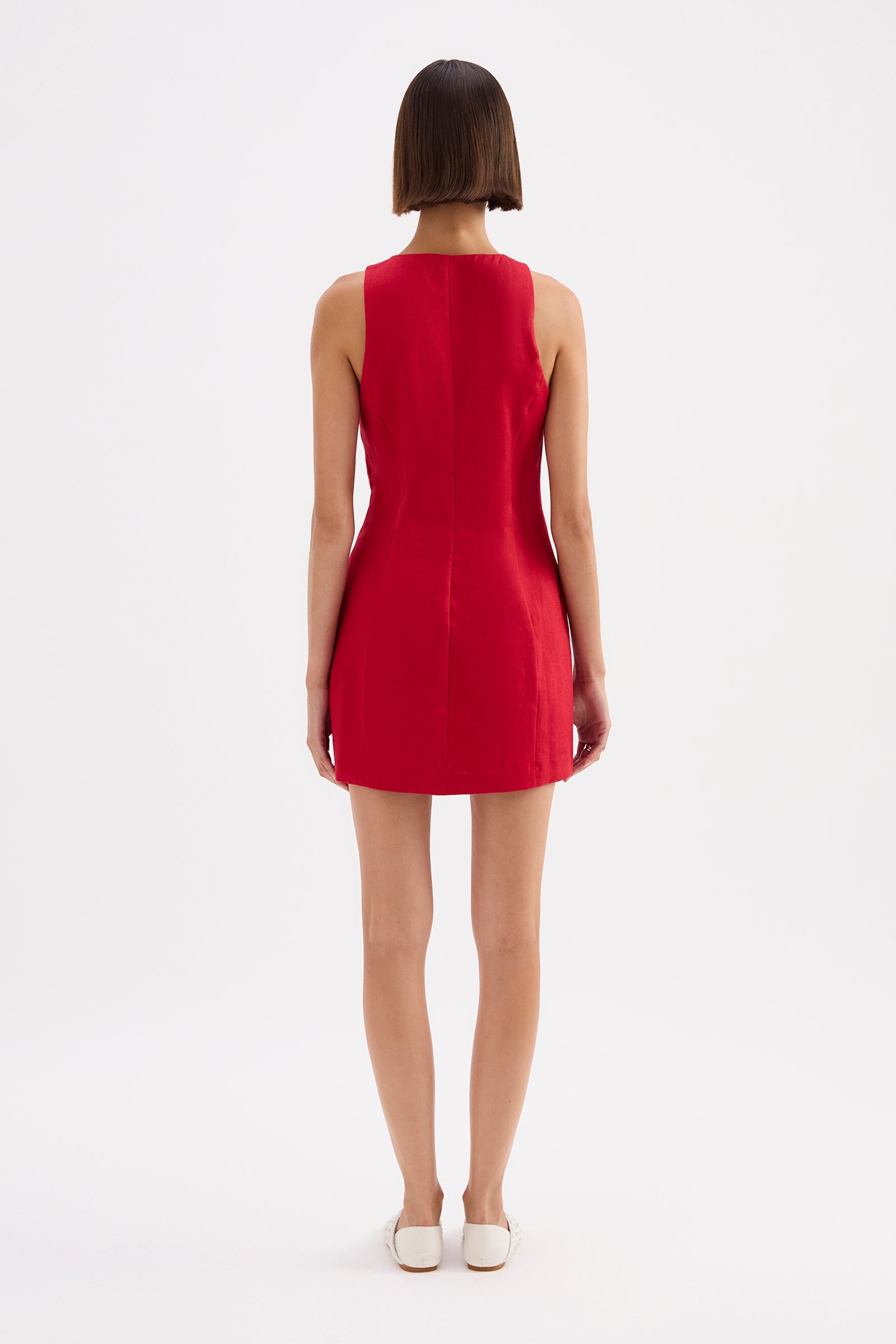 Mazi Linen Mini Dress - Cherry