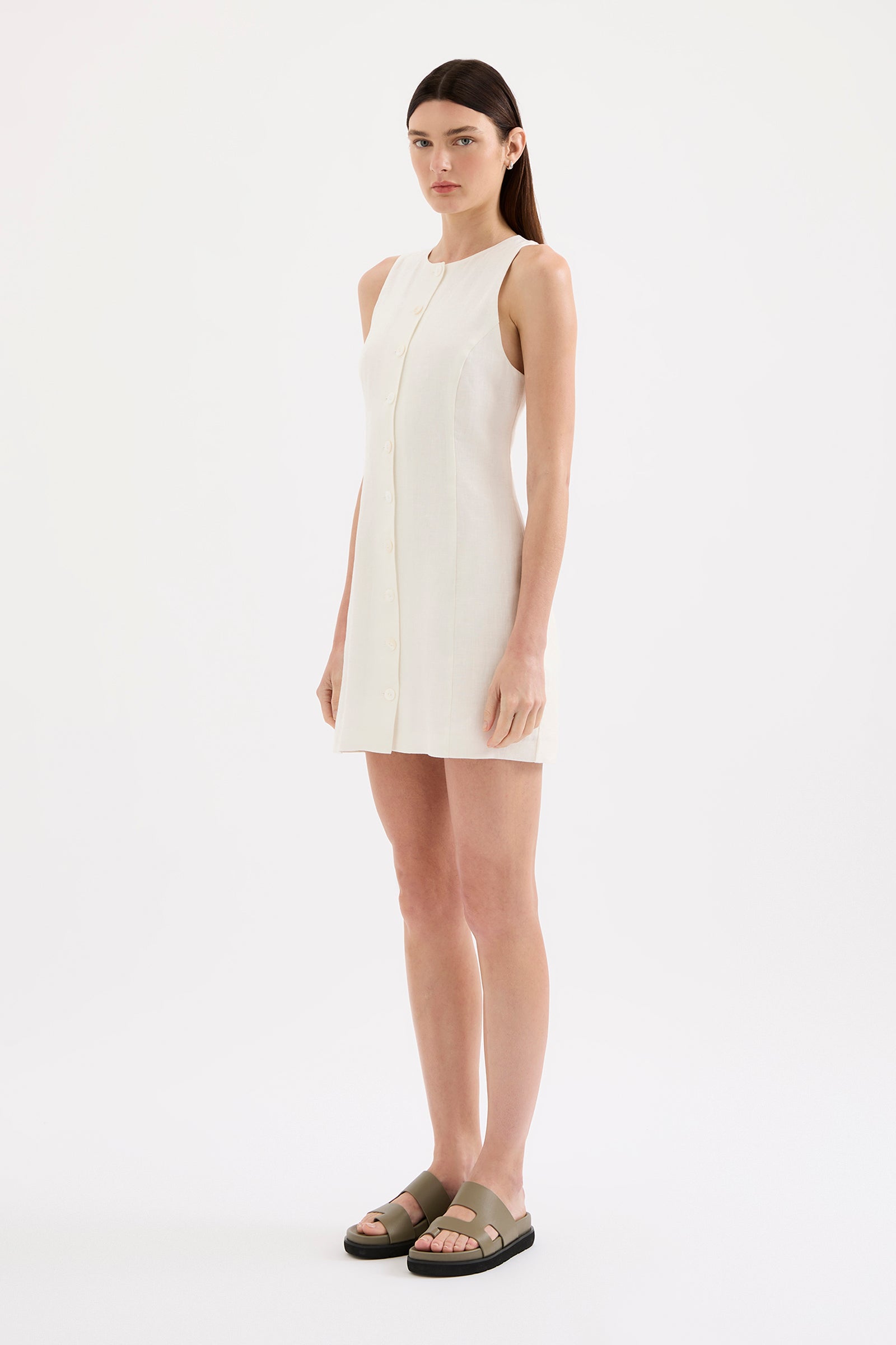 Mazi Linen Mini Dress - White