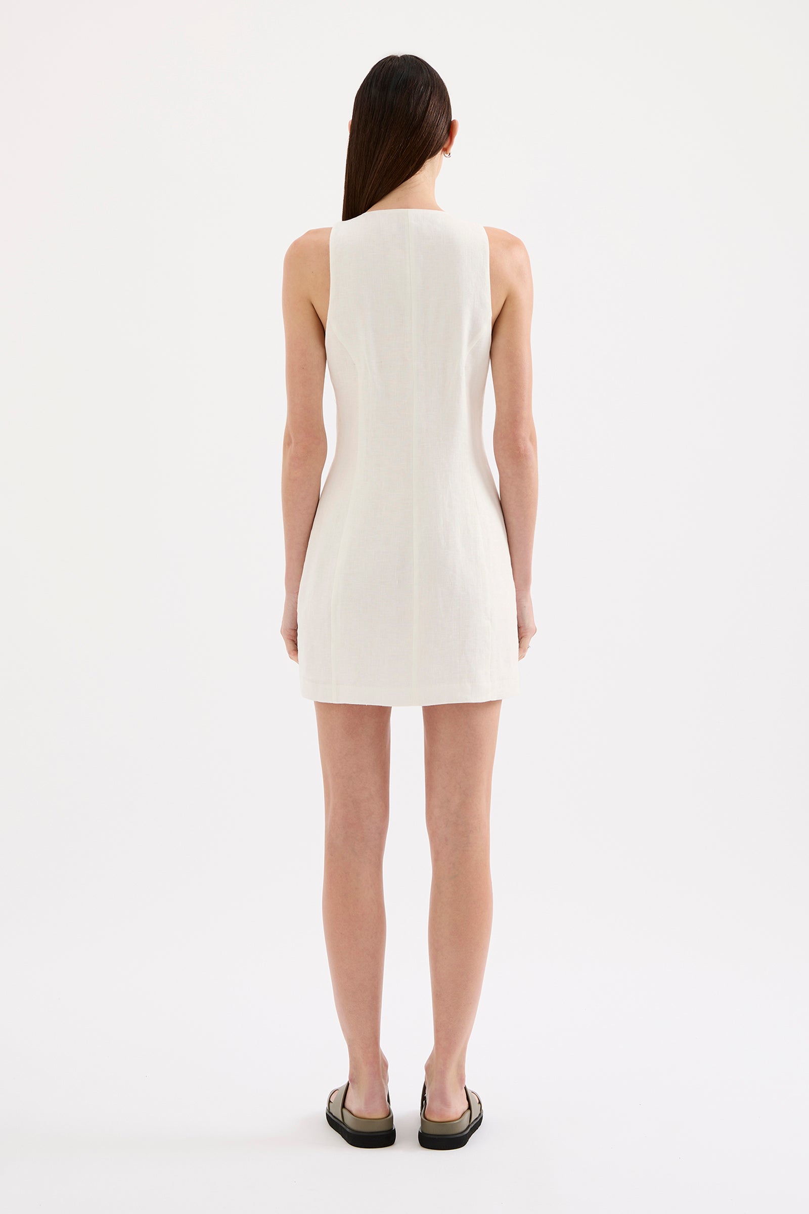 Mazi Linen Mini Dress - White