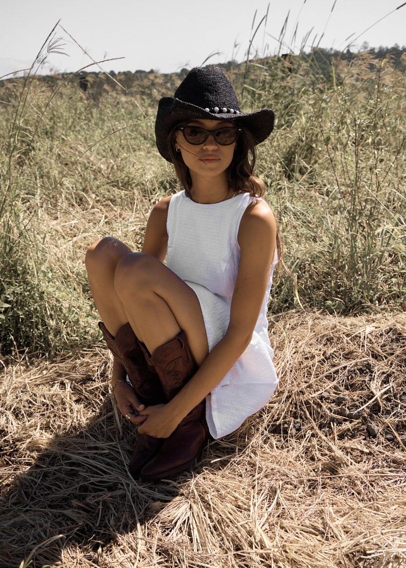 Focus June - Seersucker Mini Dress - White