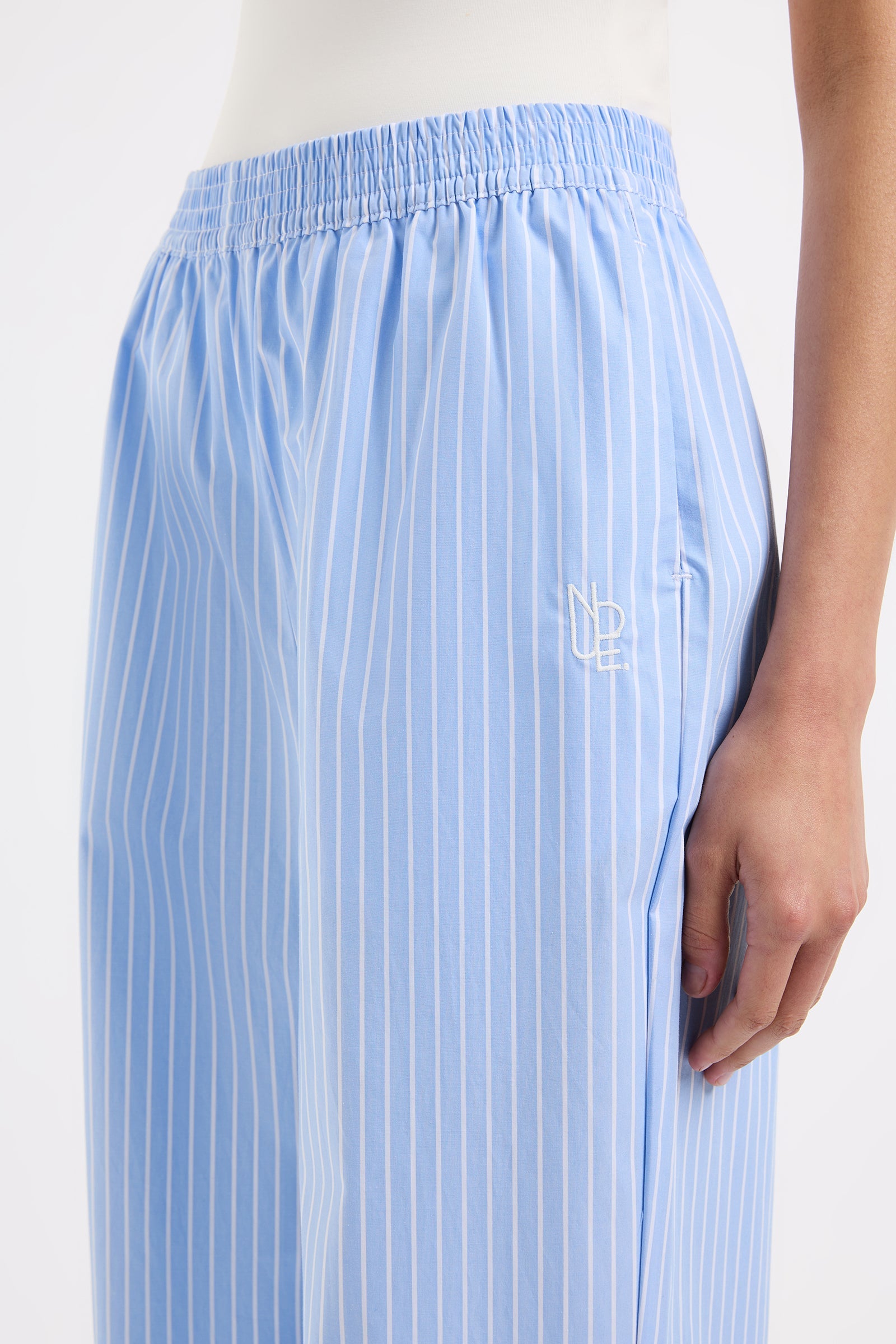 Organic Poplin Pant - Blue Stripe