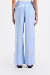 Organic Poplin Pant - Blue Stripe