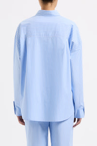 Organic Poplin Shirt - Blue Stripe