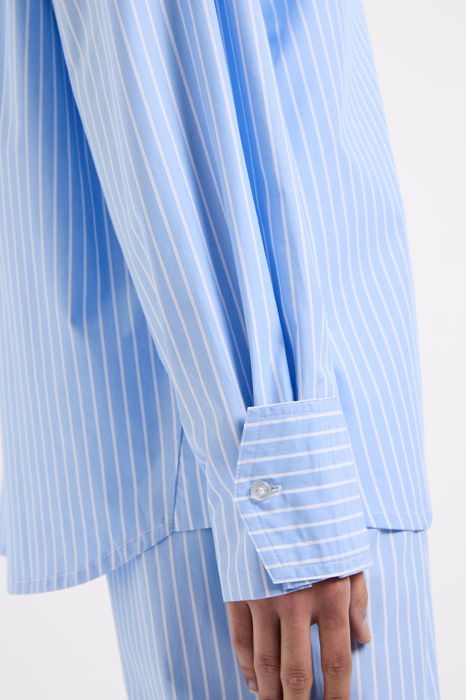 Organic Poplin Shirt - Blue Stripe