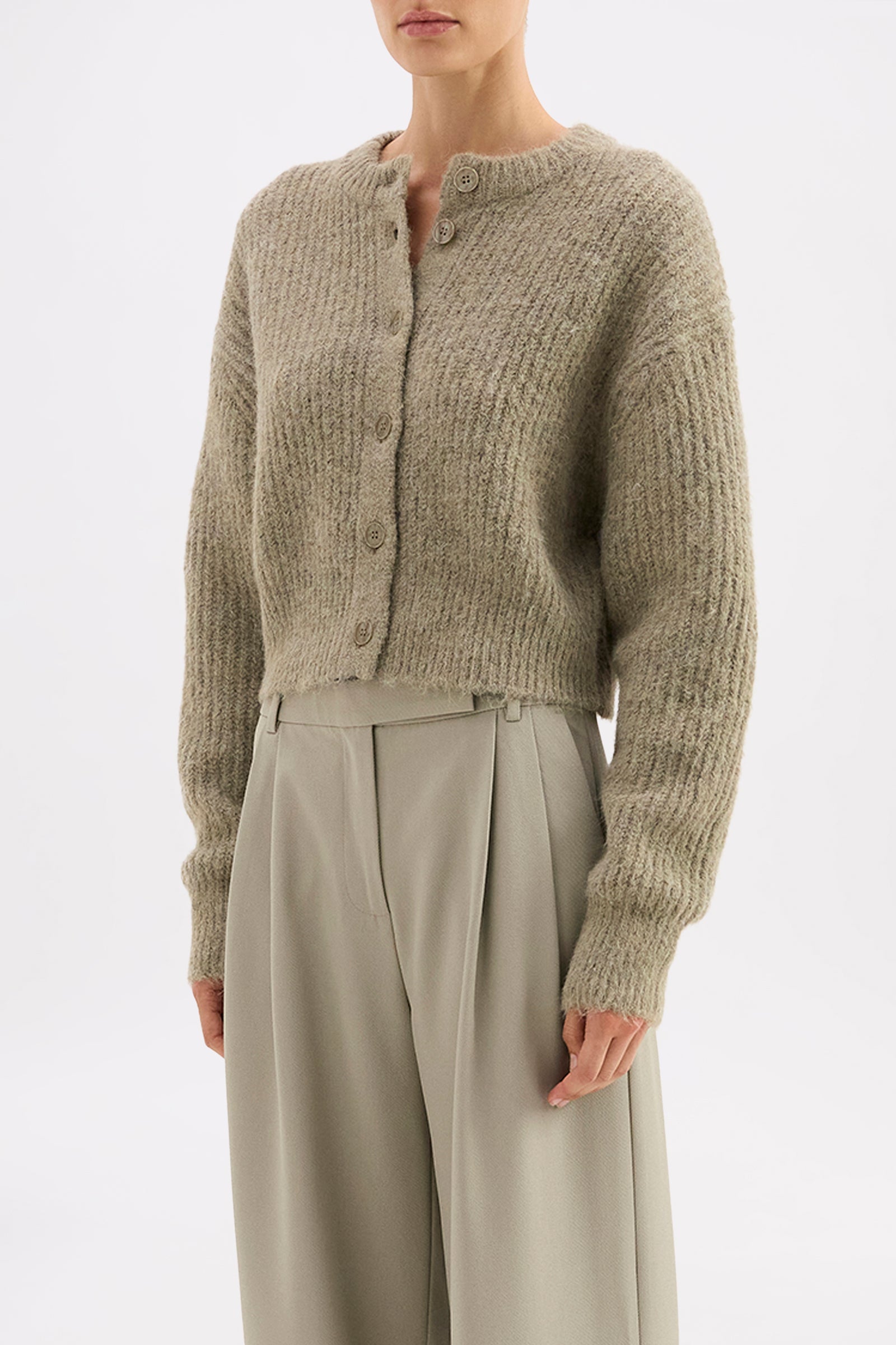 Nixon Cropped Cardigan - Vine