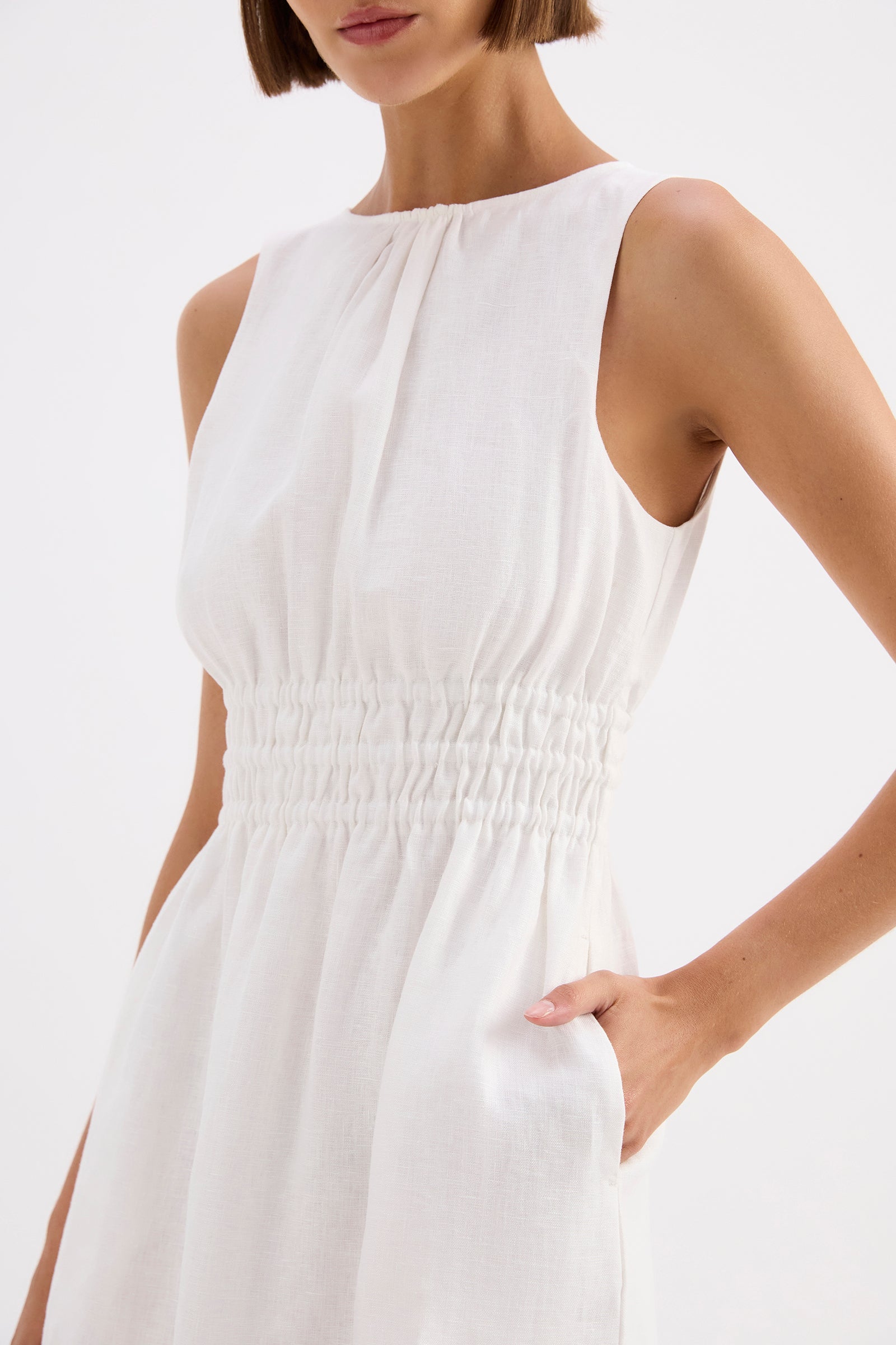 Andri Linen Mini Dress - White