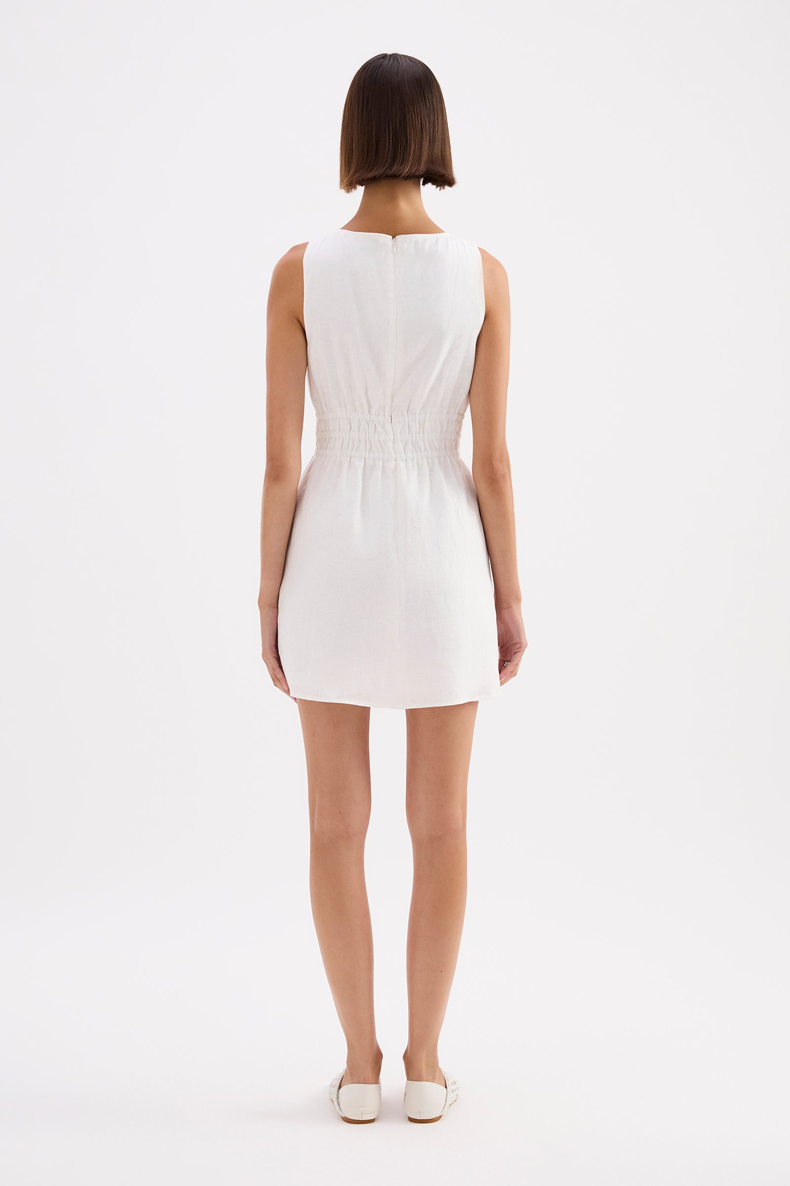 Andri Linen Mini Dress - White