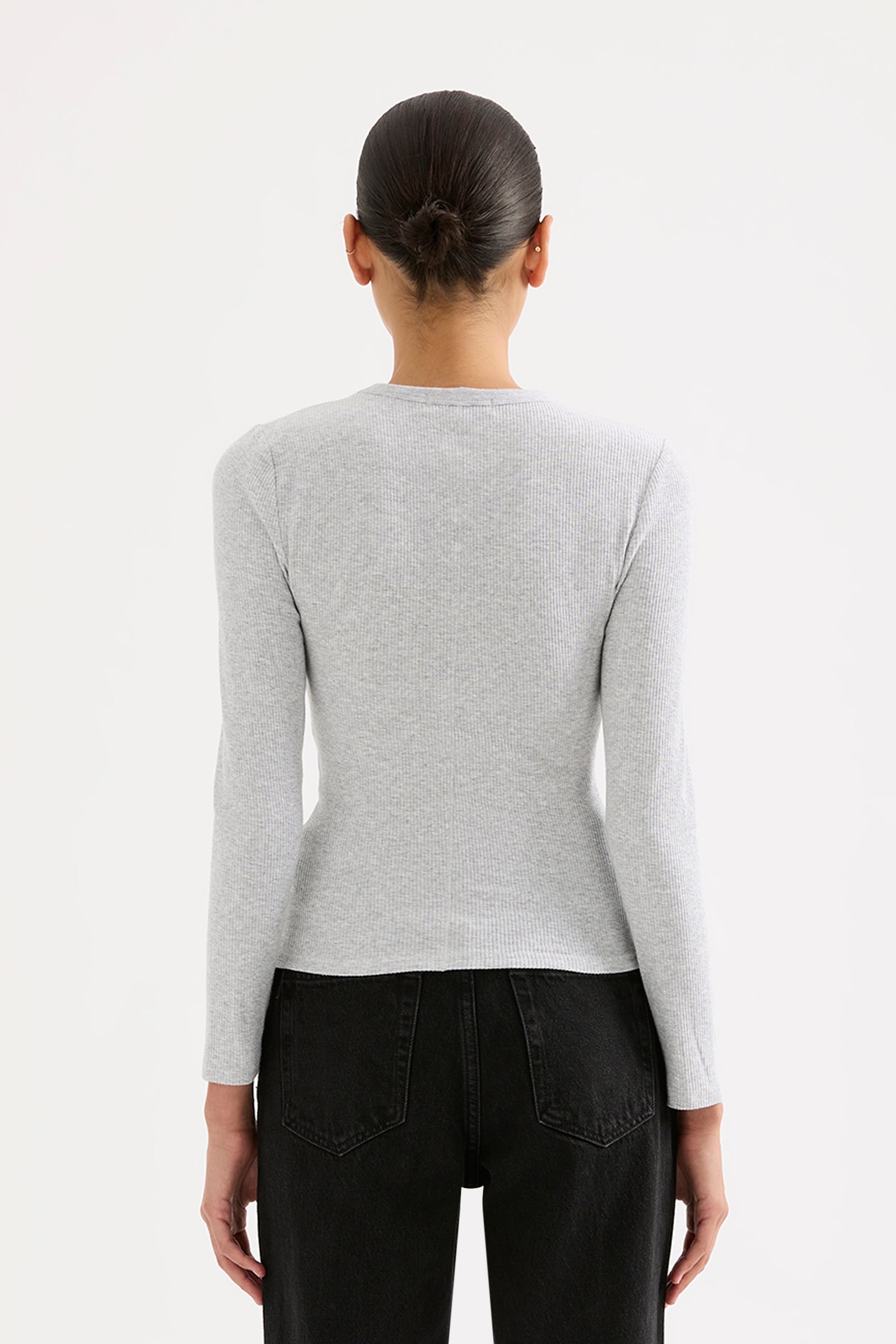 Organic Rib Long Sleeve Tee - Grey Marle