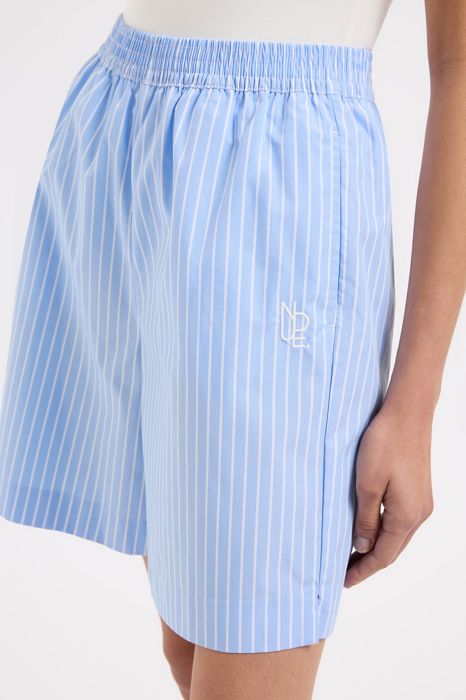 Organic Poplin Short - Blue Stripe