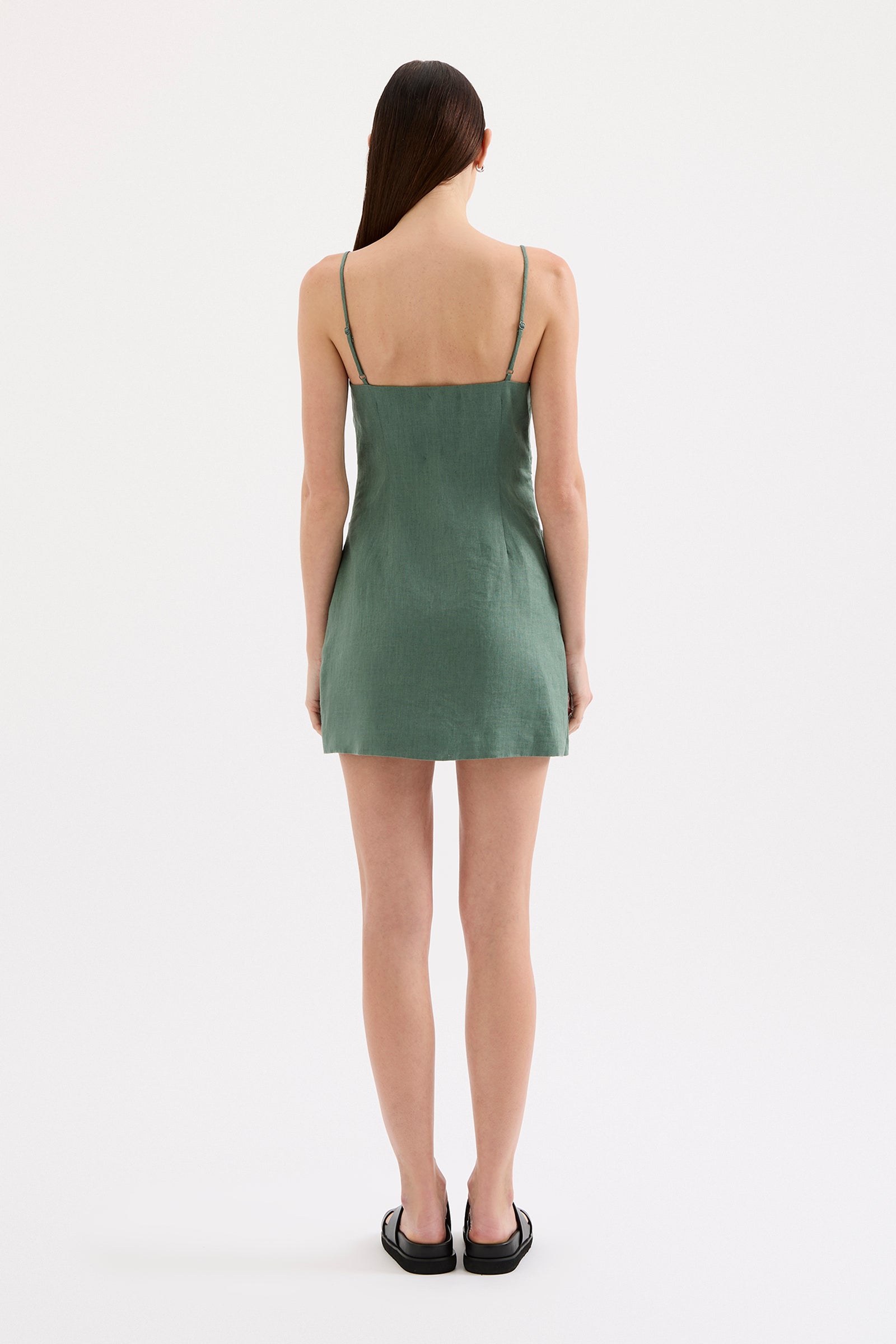 Rani Linen Mini Dress - Emerald