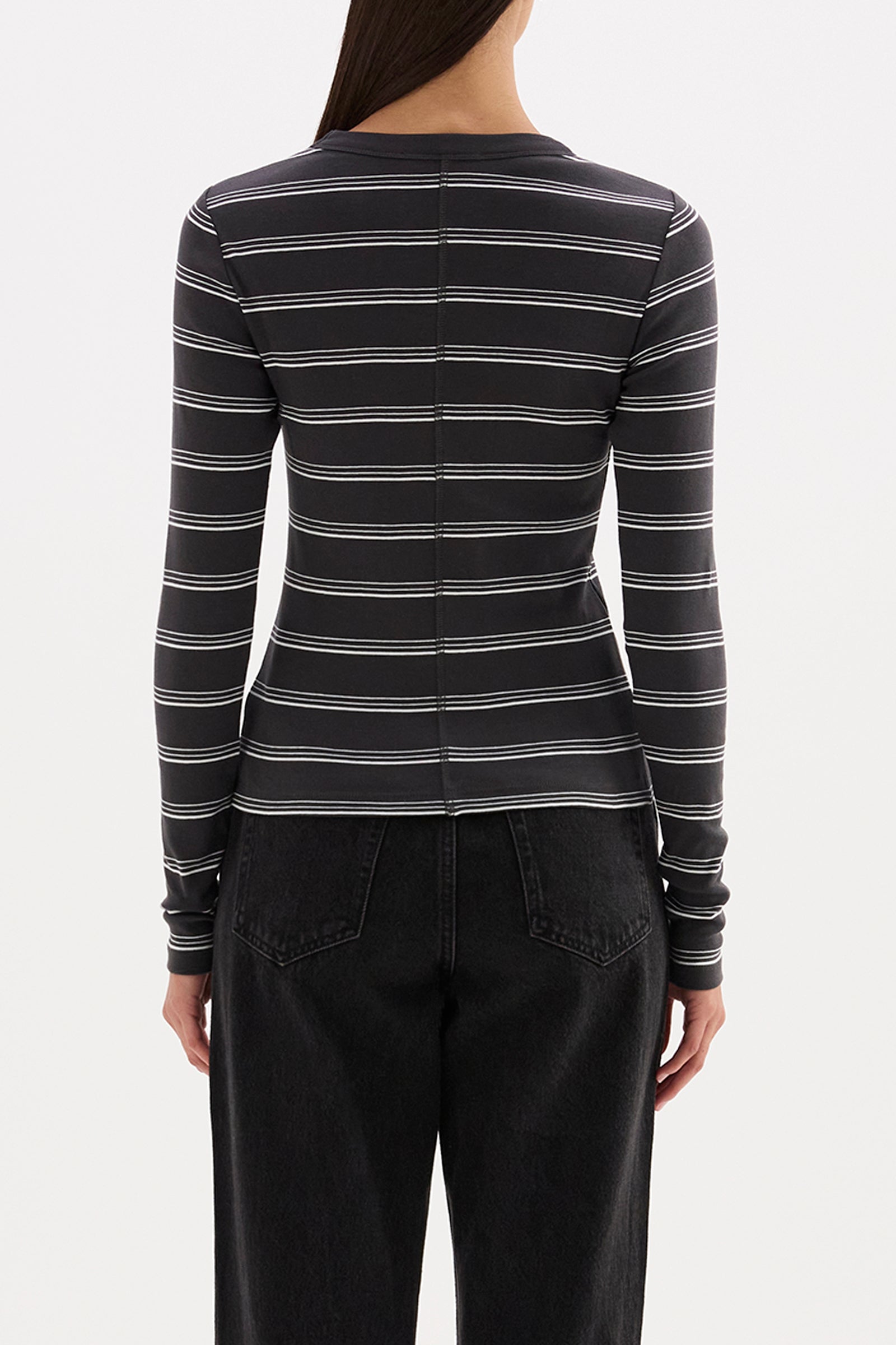 Lexi LS Top - Coal Stripe