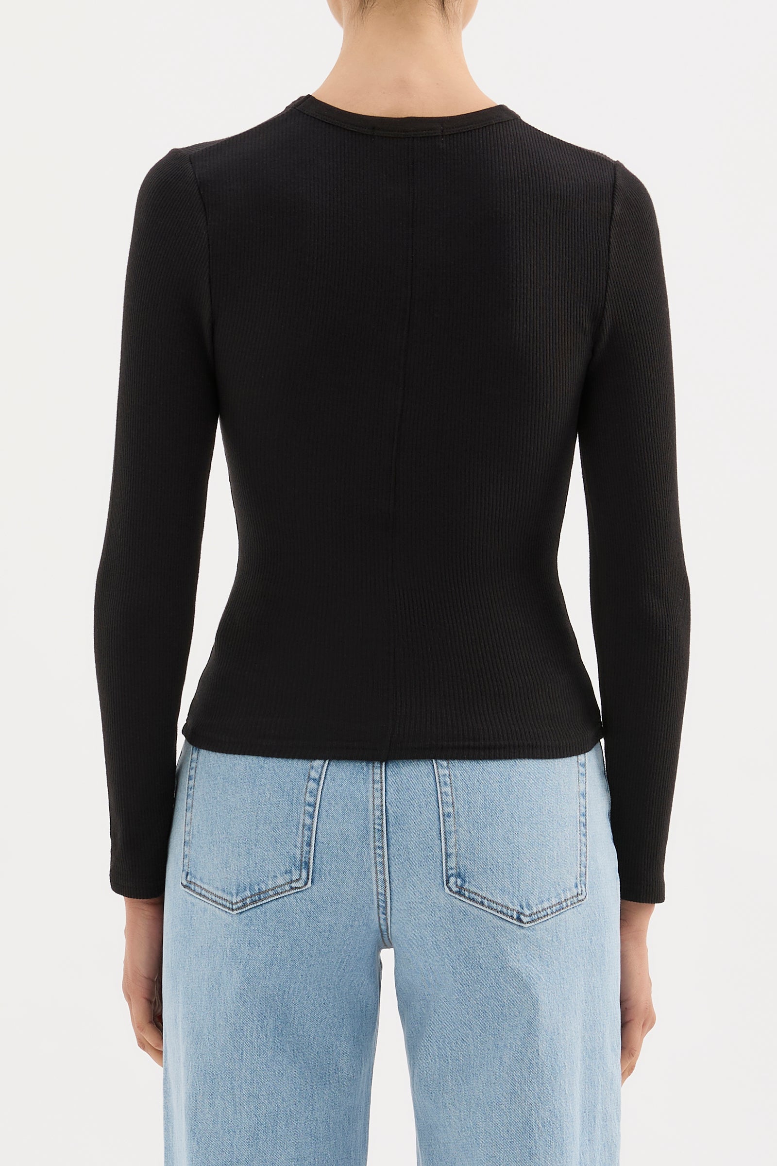 Organic Rib Long Sleeve Tee - Black
