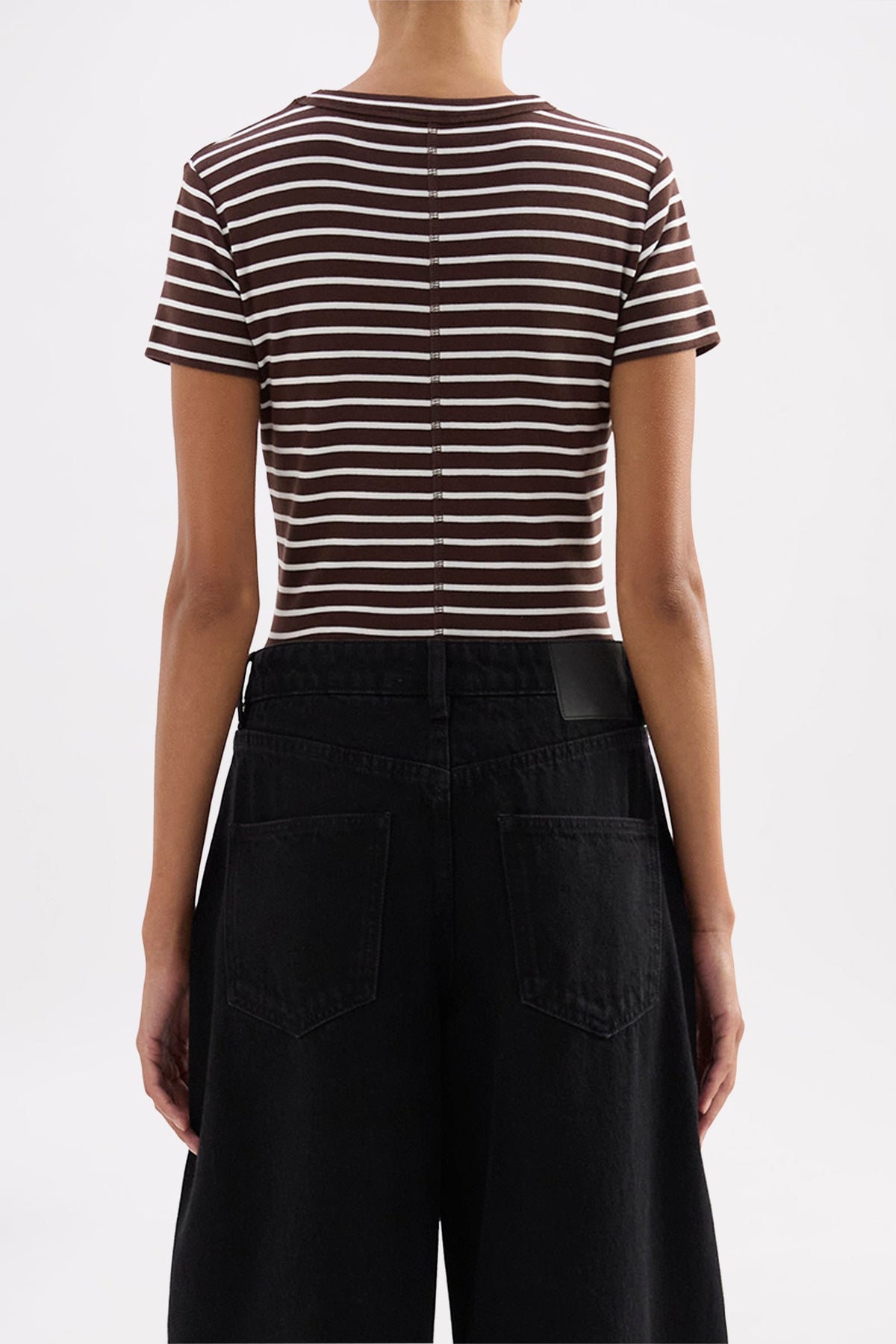 Organic Stripe Baby Tee - Choc Stripe