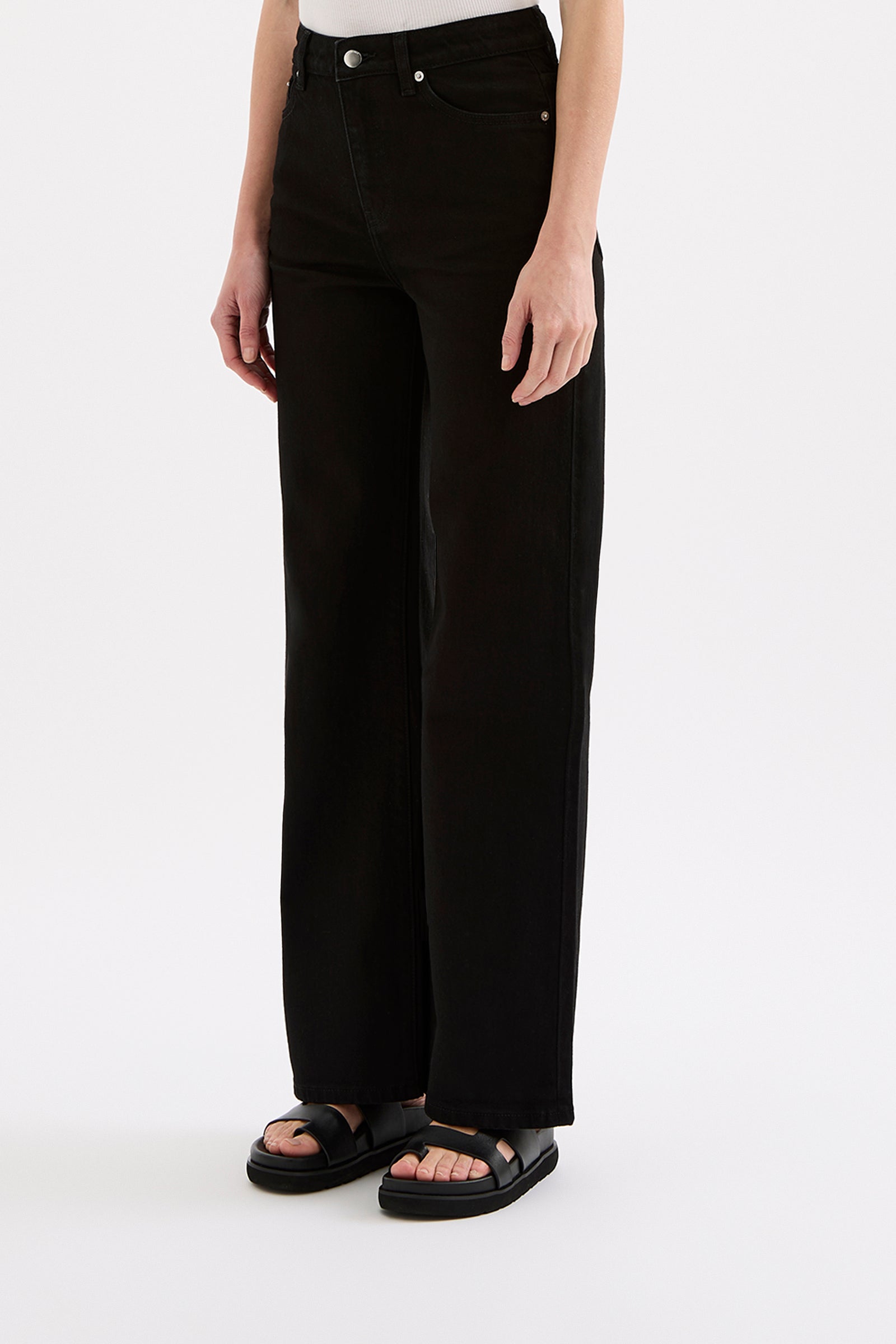 Organic Stretch Wide Leg Jean - Black