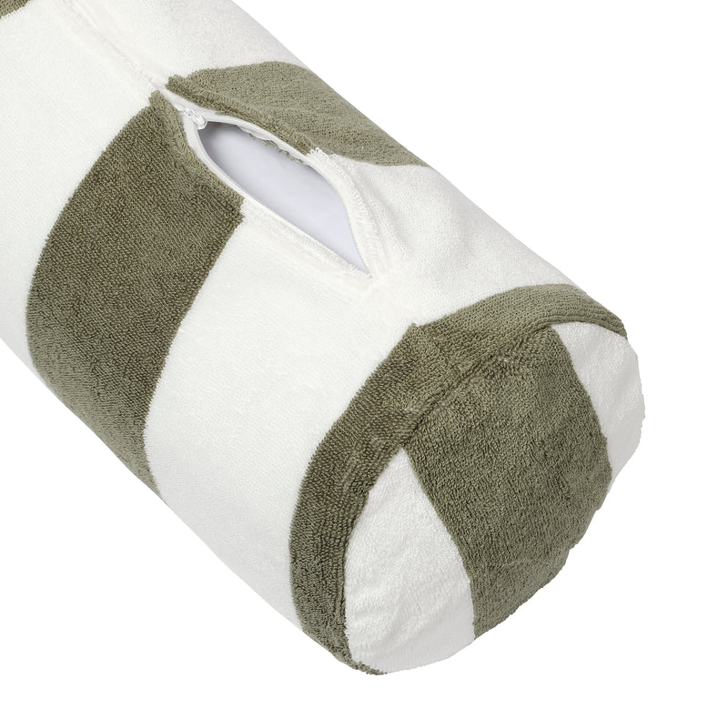 Inflatable Beach Pillow - Olive Stripe