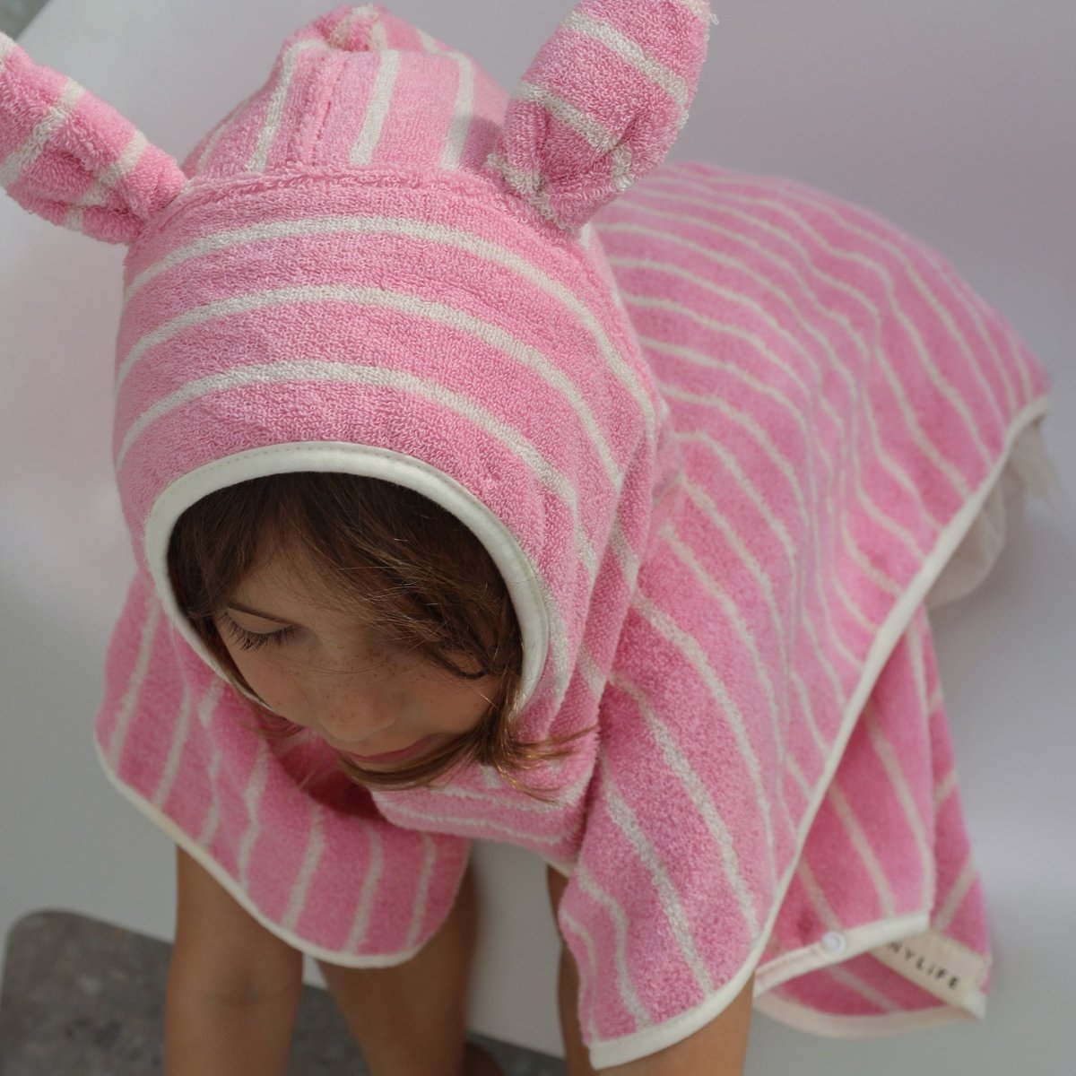 Kids Hooded Towel - Cotton Candy Pink Stripe