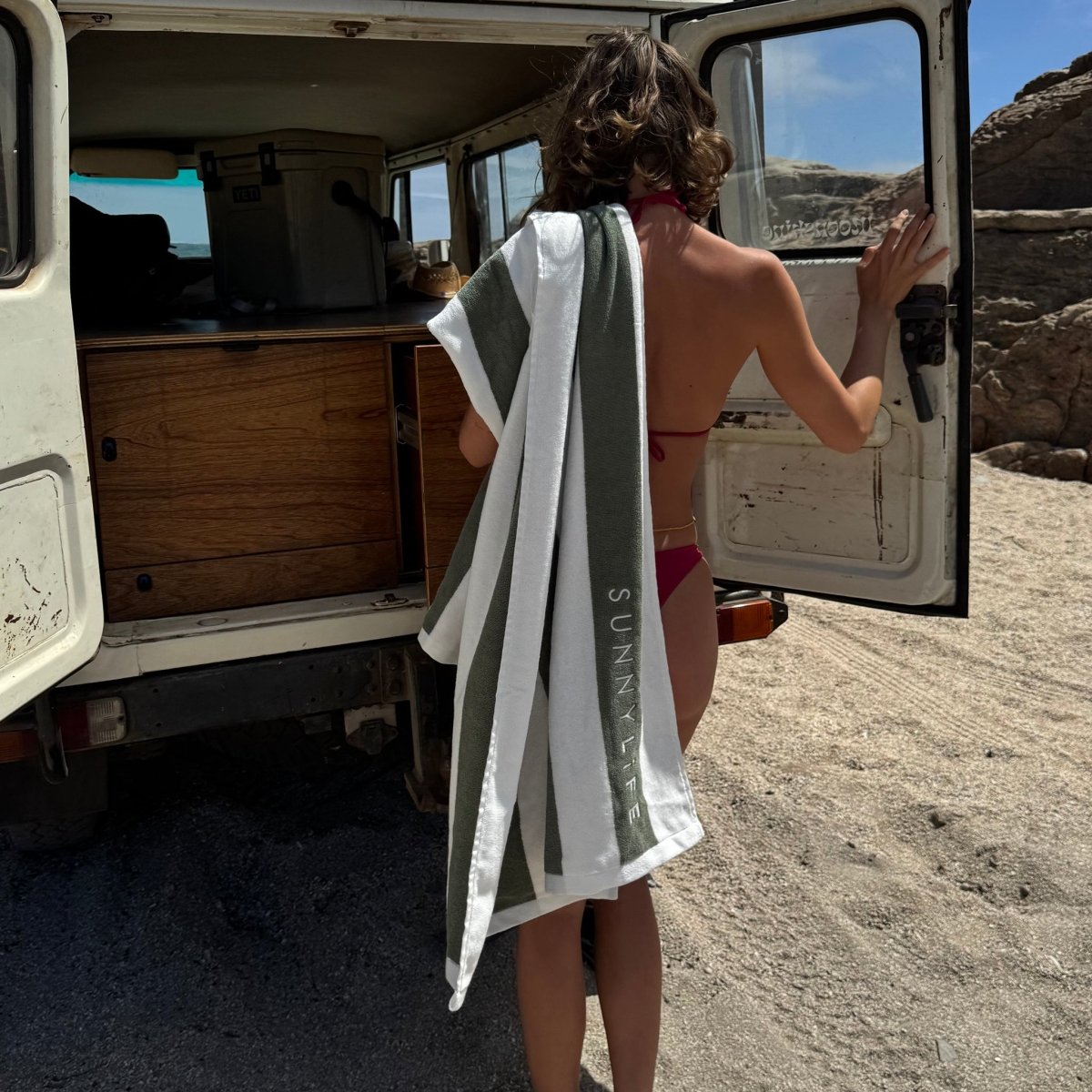 Beach Towel - Olive Stripe