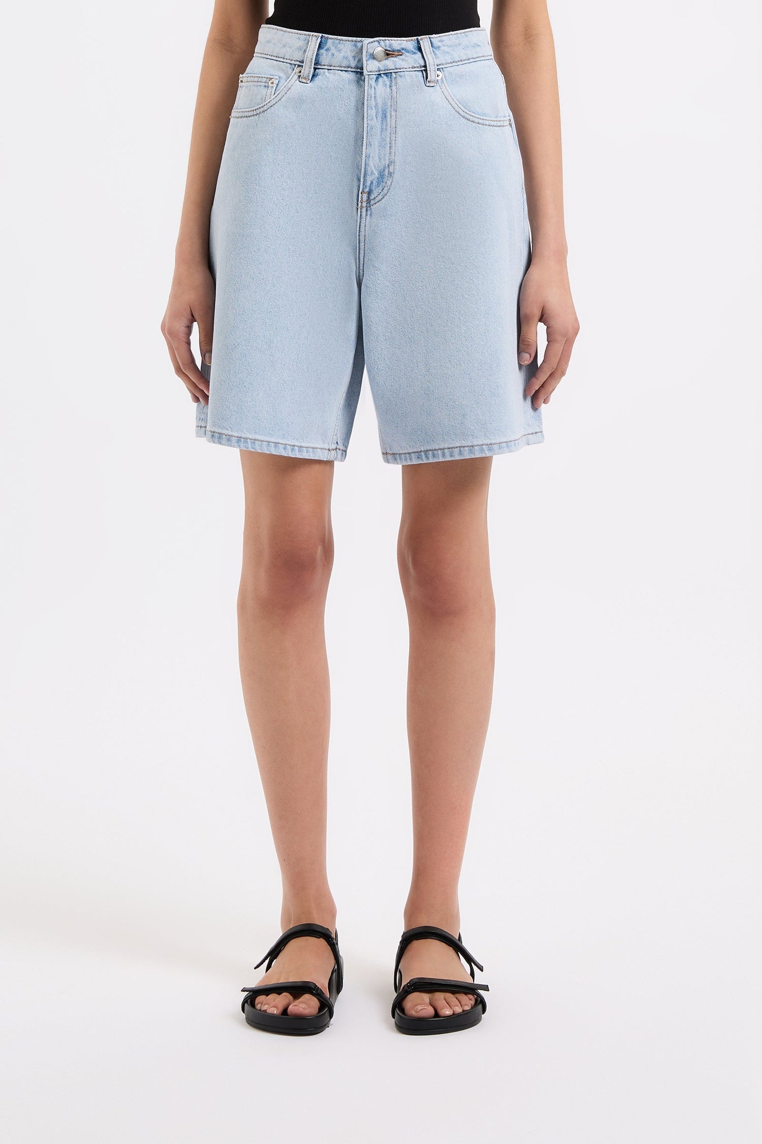 Organic Longline Denim Short - Clear Blue
