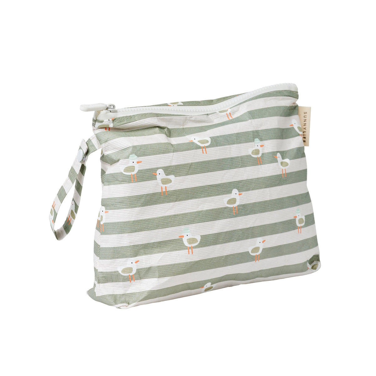 Kids Wet Bag Sammy the Seagull Green Stripe