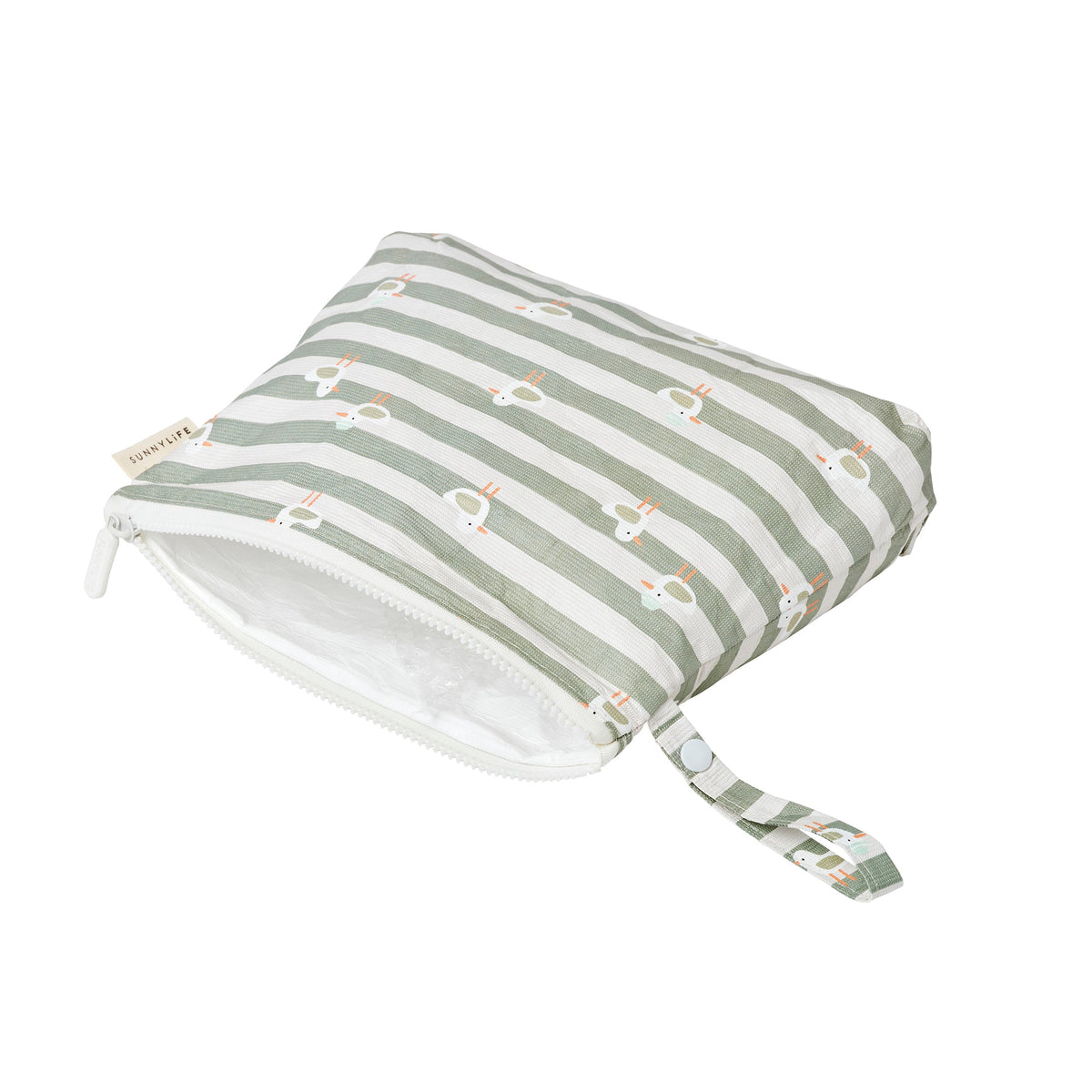 Kids Wet Bag Sammy the Seagull Green Stripe