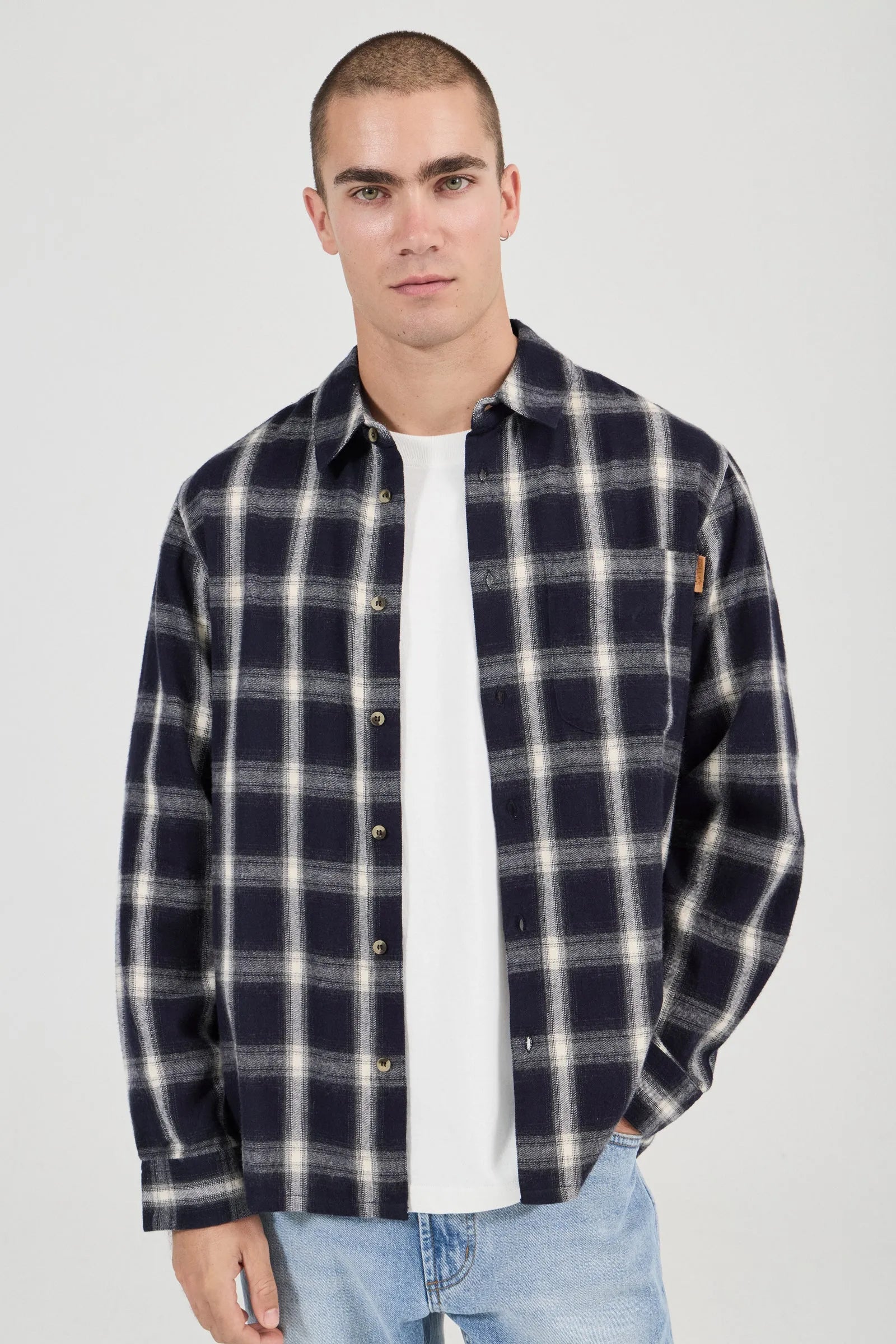 Prep Long Sleeve Flannel - Ink Blue