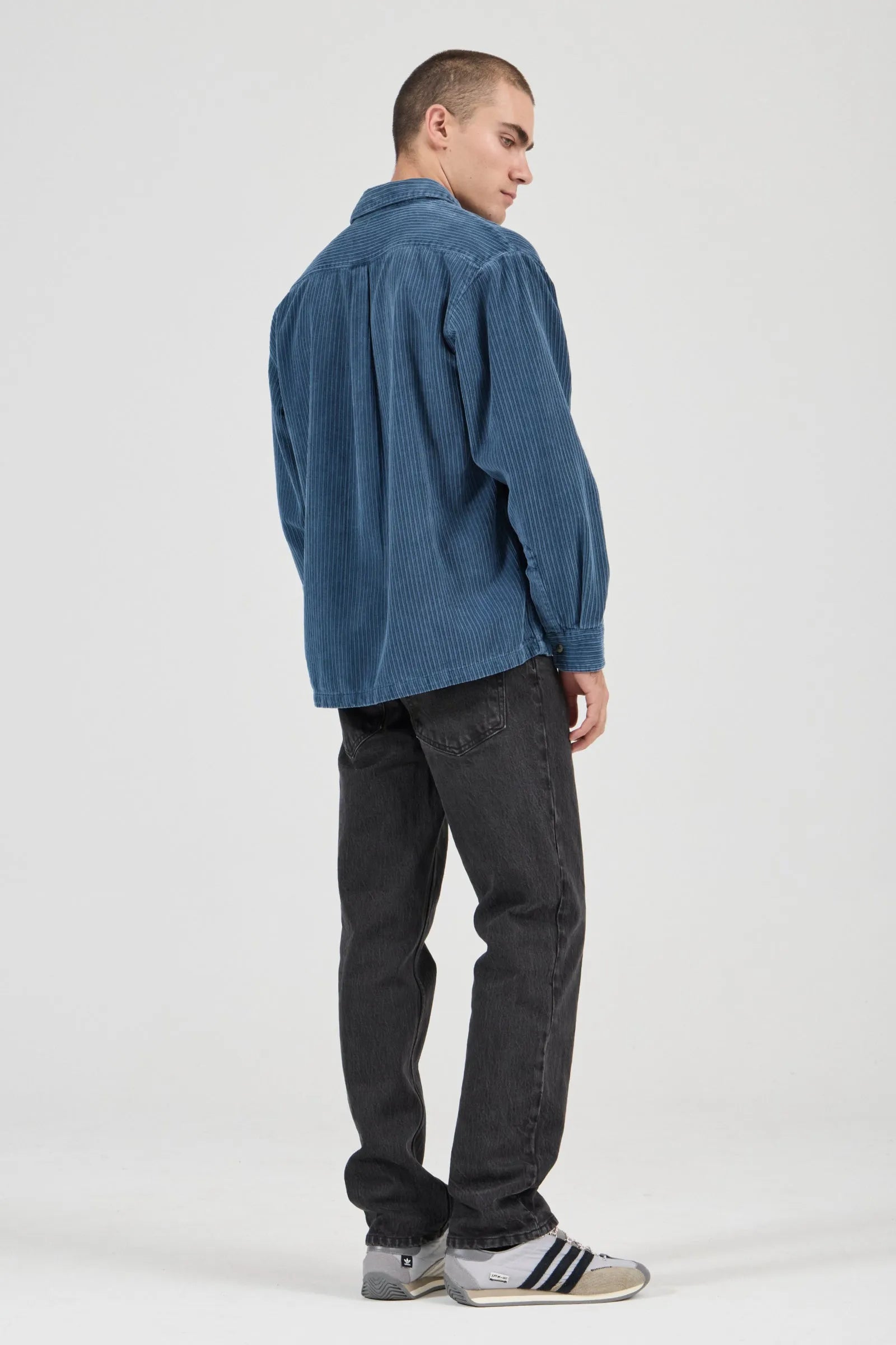Campus Chunky Cord Long Sleeve Shirt - Washed Blue
