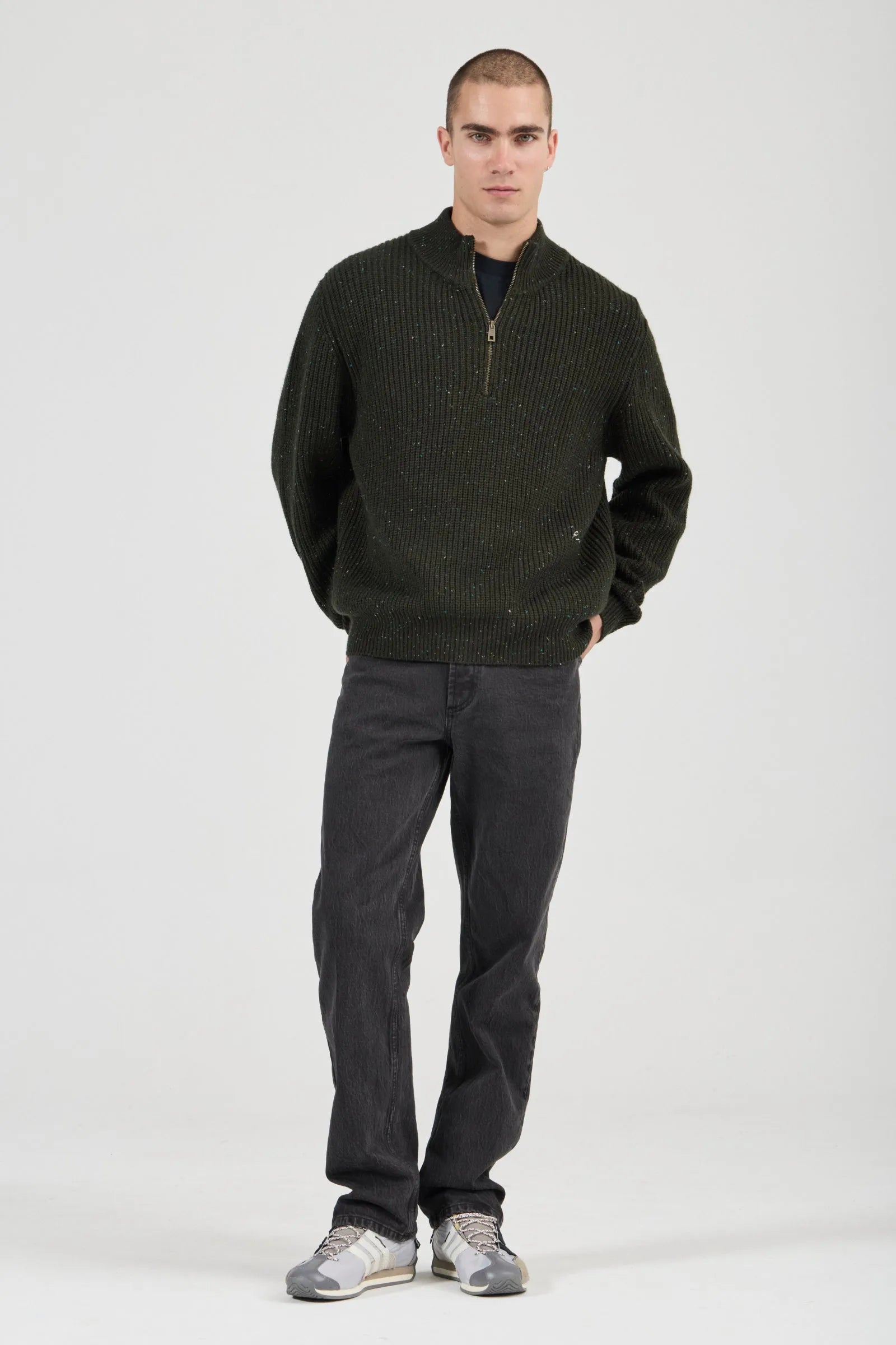 Fishermans Tweed Polo - Dark Forest
