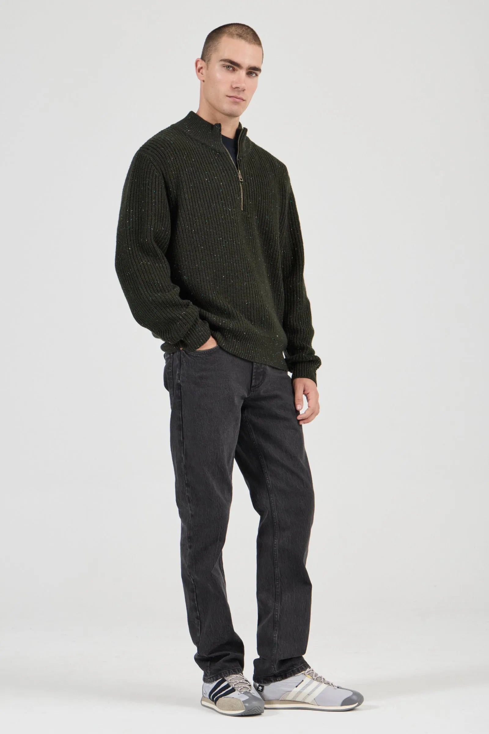Fishermans Tweed Polo - Dark Forest