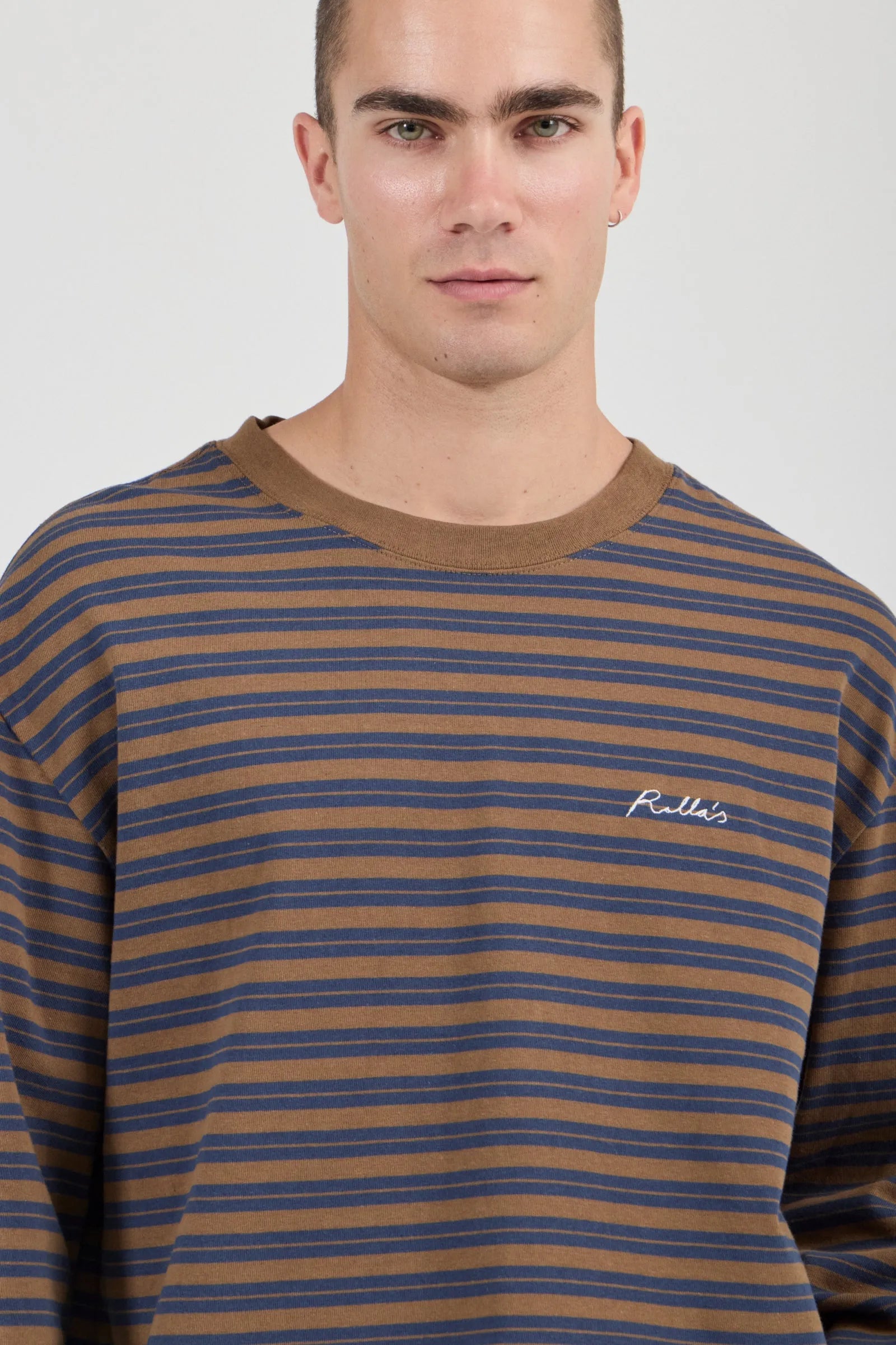 Stripe Long Sleeve Tee - Tan/Navy
