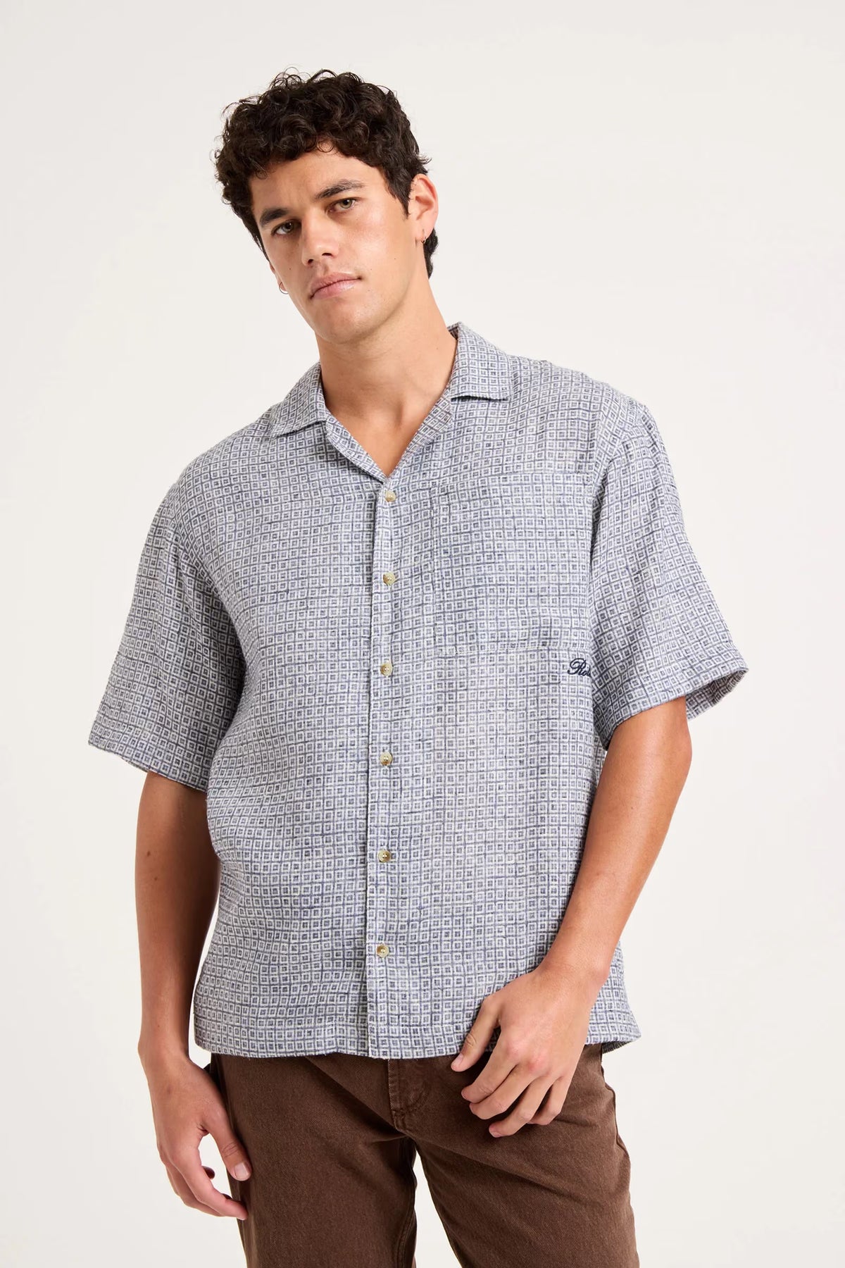 Pattern Bowler Shirt - Blue