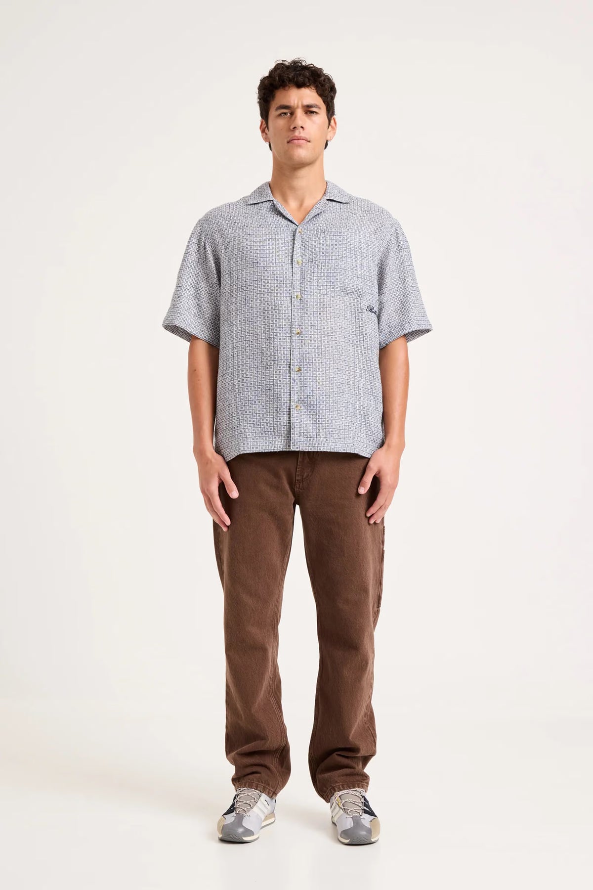 Pattern Bowler Shirt - Blue