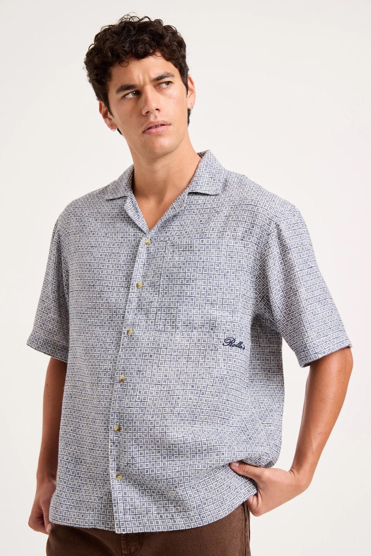 Pattern Bowler Shirt - Blue