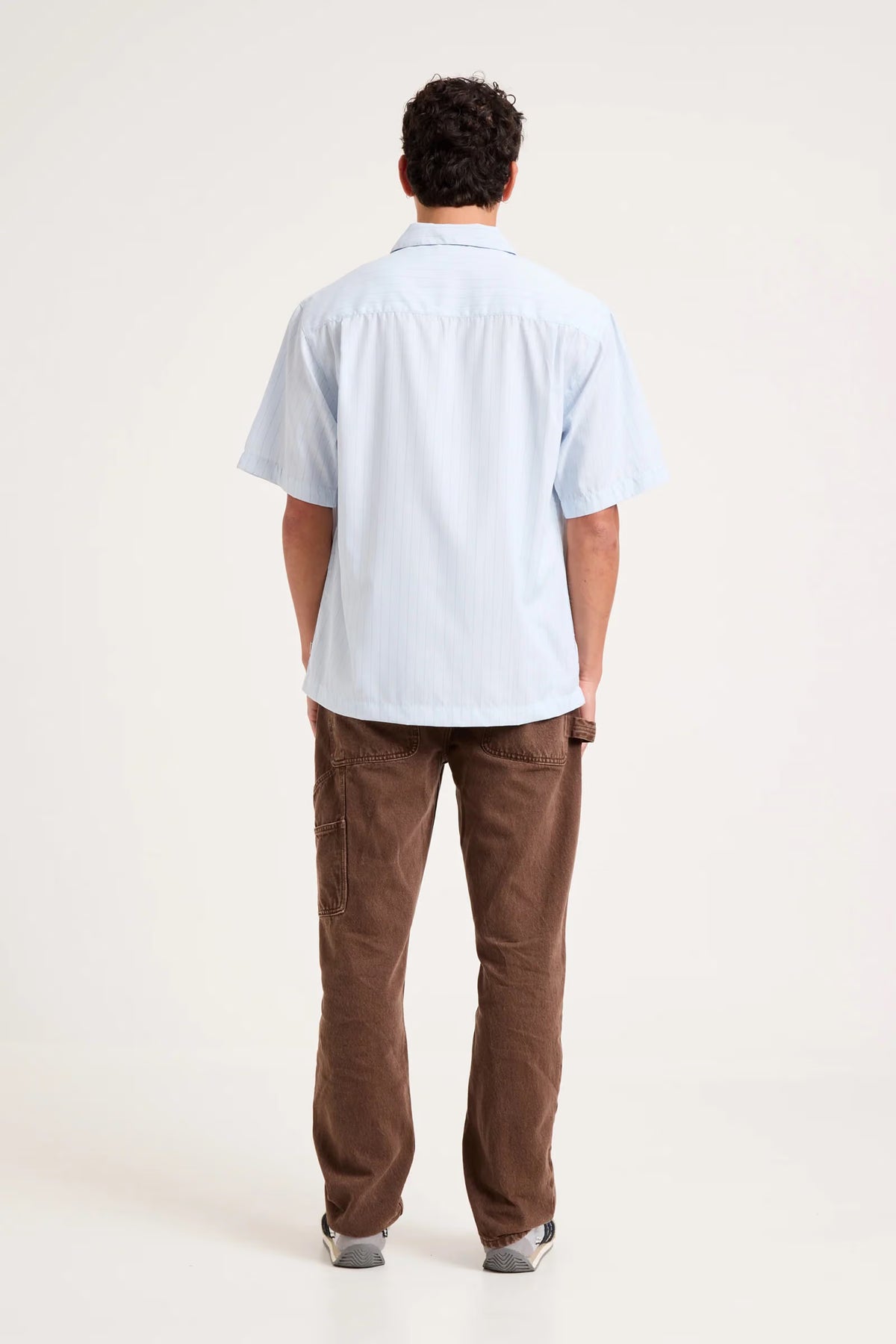 Business Stripe Bowler Shirt - Light Blue