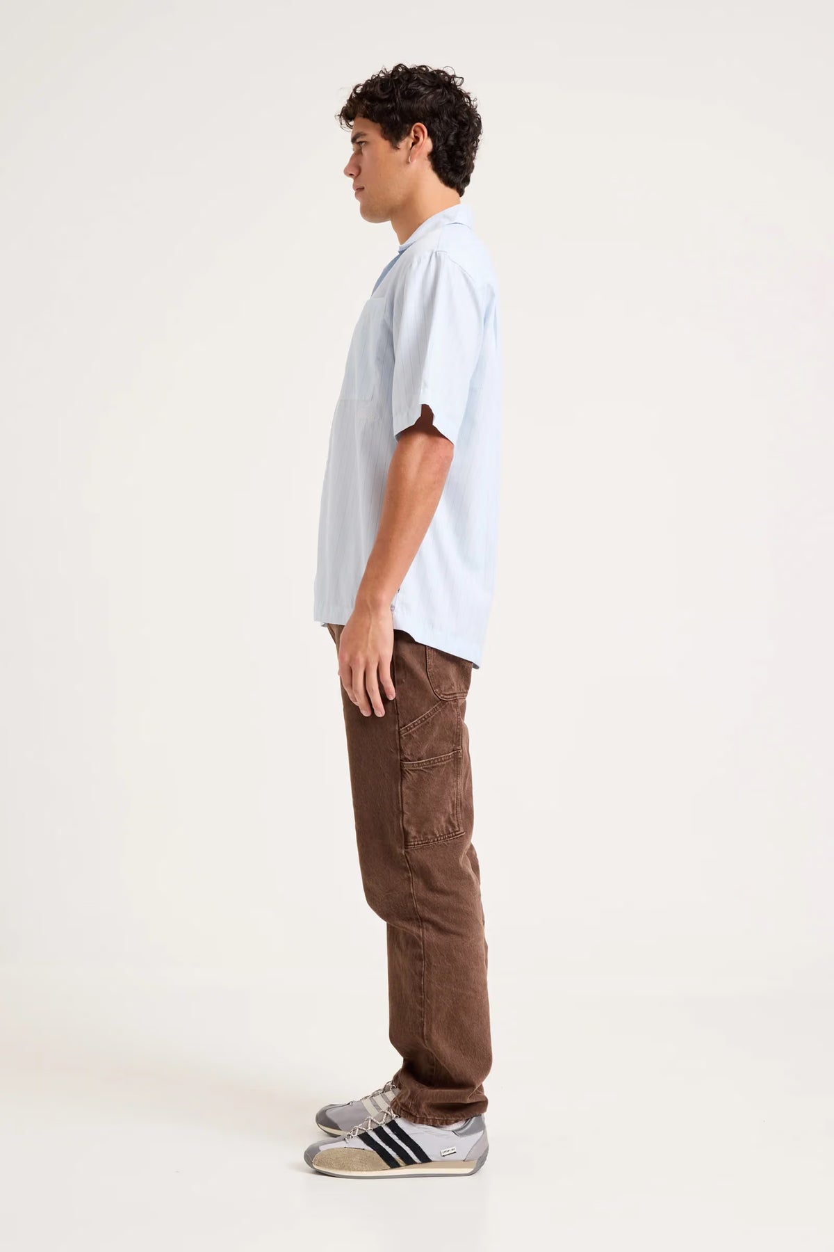 Business Stripe Bowler Shirt - Light Blue