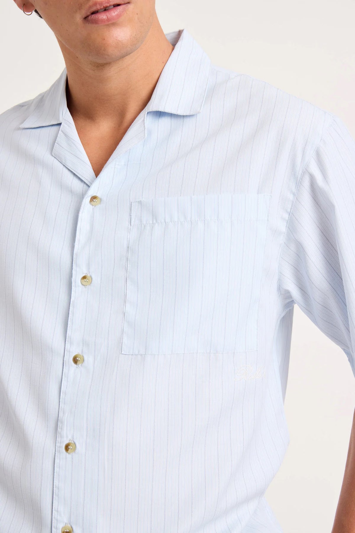 Business Stripe Bowler Shirt - Light Blue