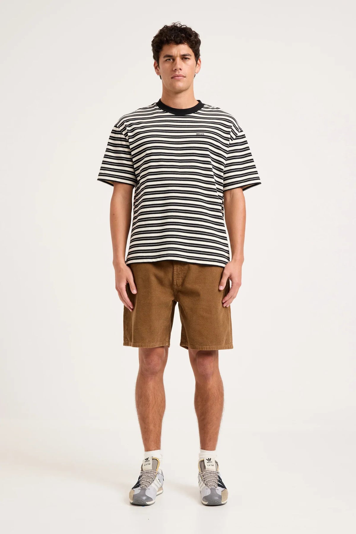 Emblem Stripe Tee - Black/White