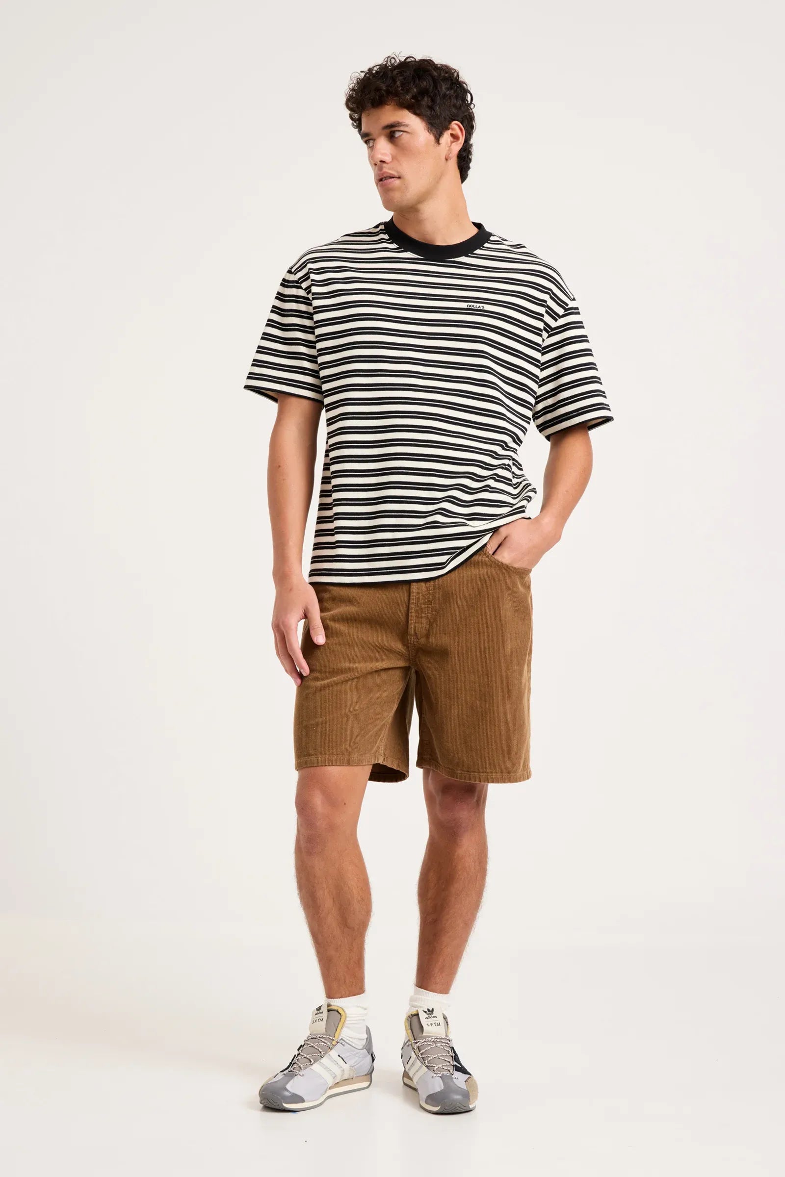 Emblem Stripe Tee - Black/White
