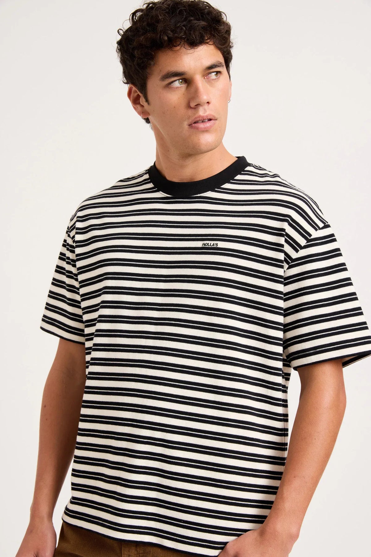 Emblem Stripe Tee - Black/White