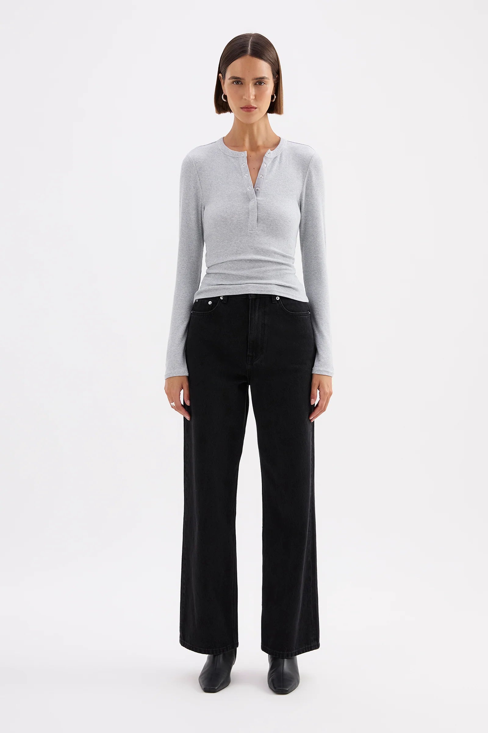 Binx Long Sleeve Top - Grey Marle