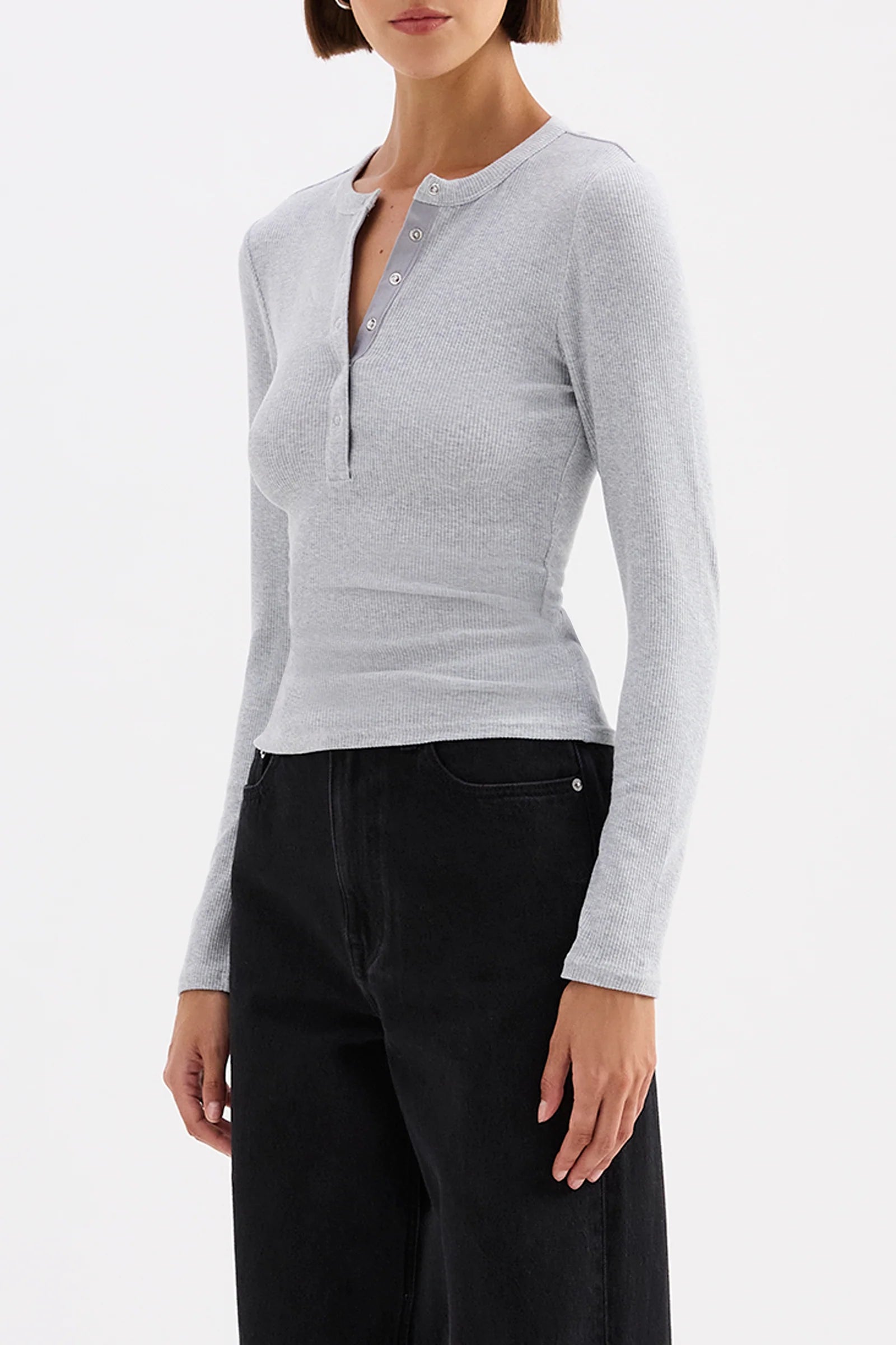 Binx Long Sleeve Top - Grey Marle