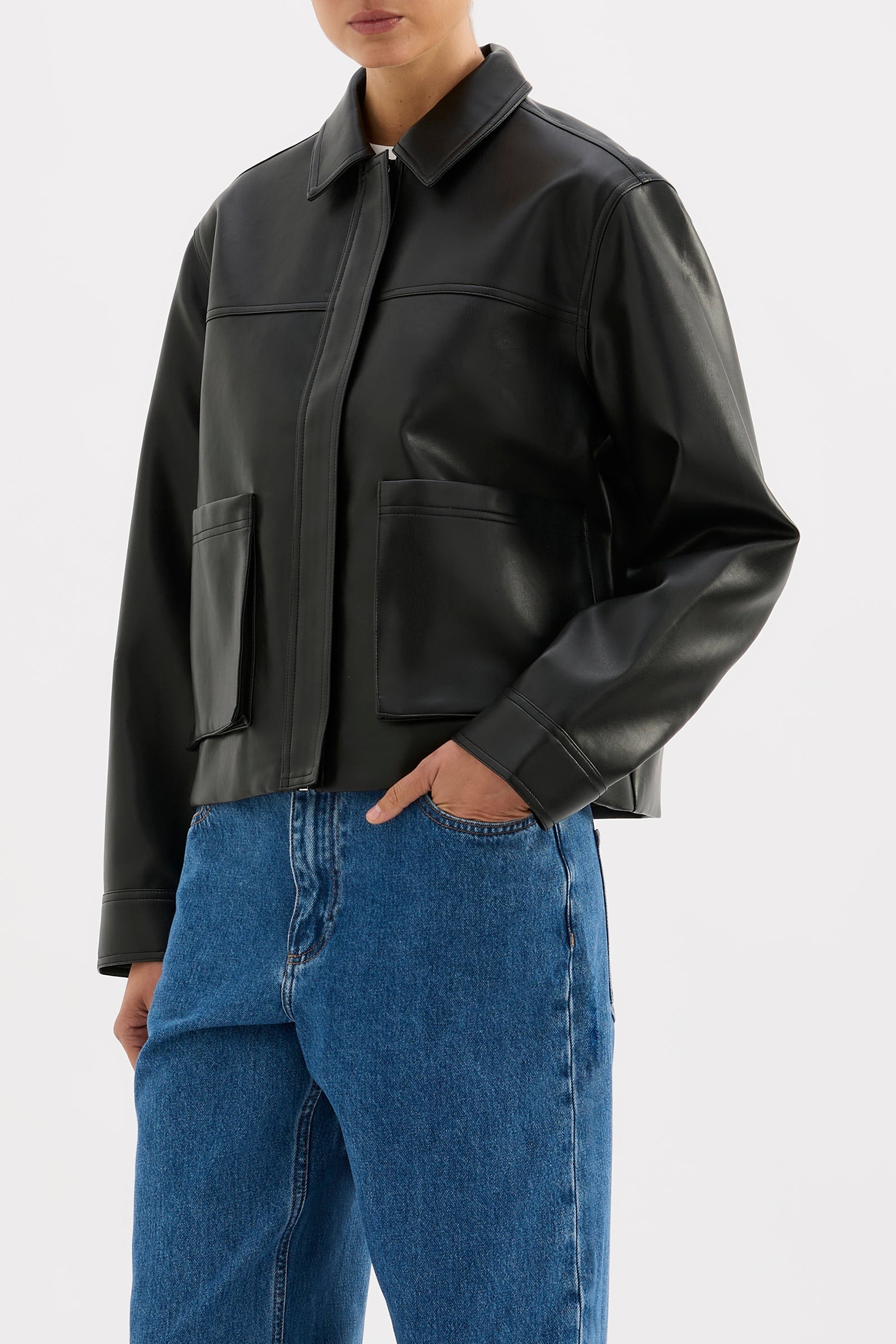 Maude Vegan Leather Jacket - Black