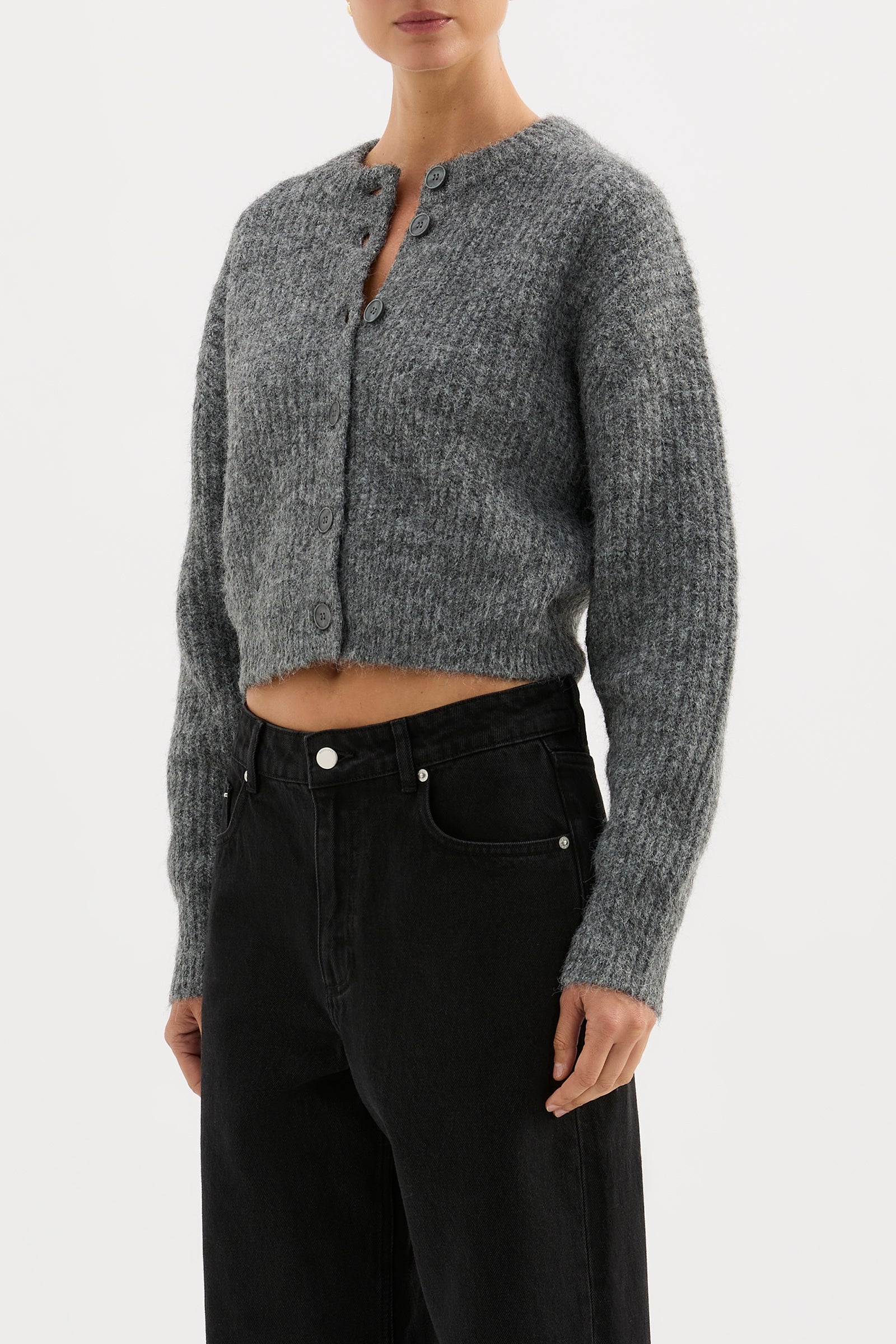 Nixon Cropped Cardigan - Charcoal