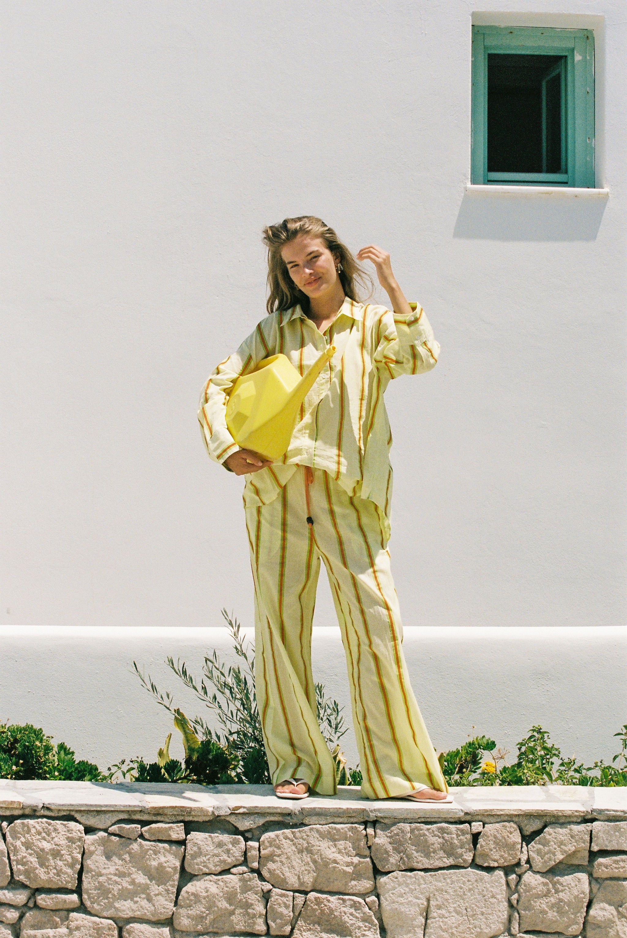 Sandy Stripe Wide Issimo Pant - Yellow